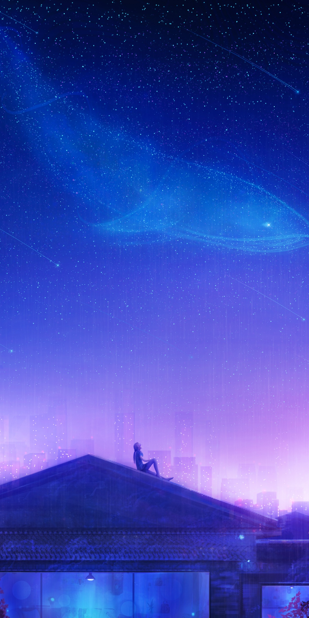 Girl Wallpaper 4K, Rooftop, Looking up