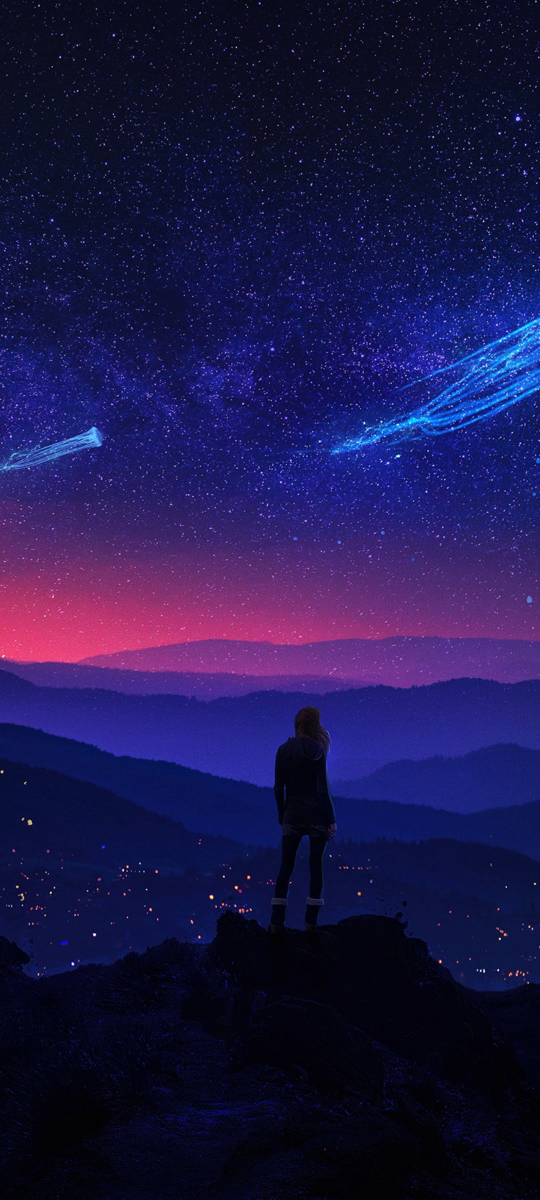 Surreal Wallpaper 4K, Girl, Night