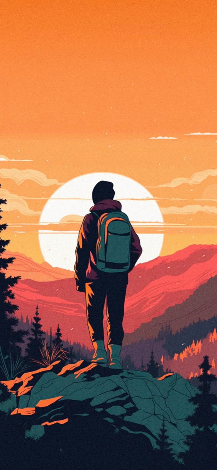 Hiking Sunset Wallpaper