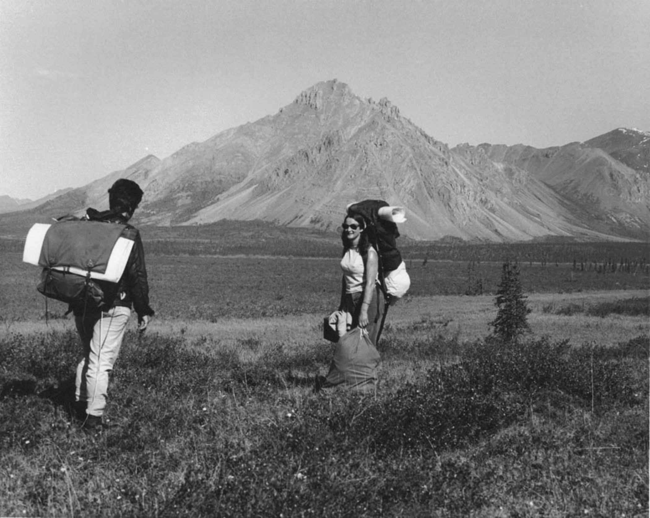 Hiking in tundra vintage