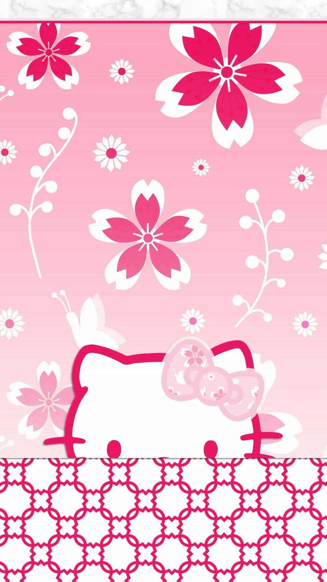 Cute Pink Hello Kitty Flowers Barrier