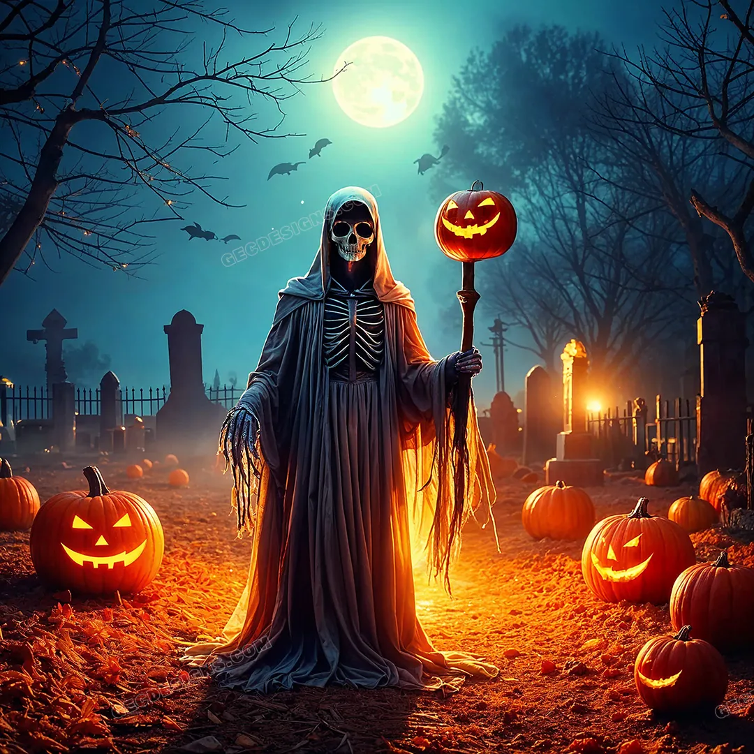 evil pumpkins cemetery background image