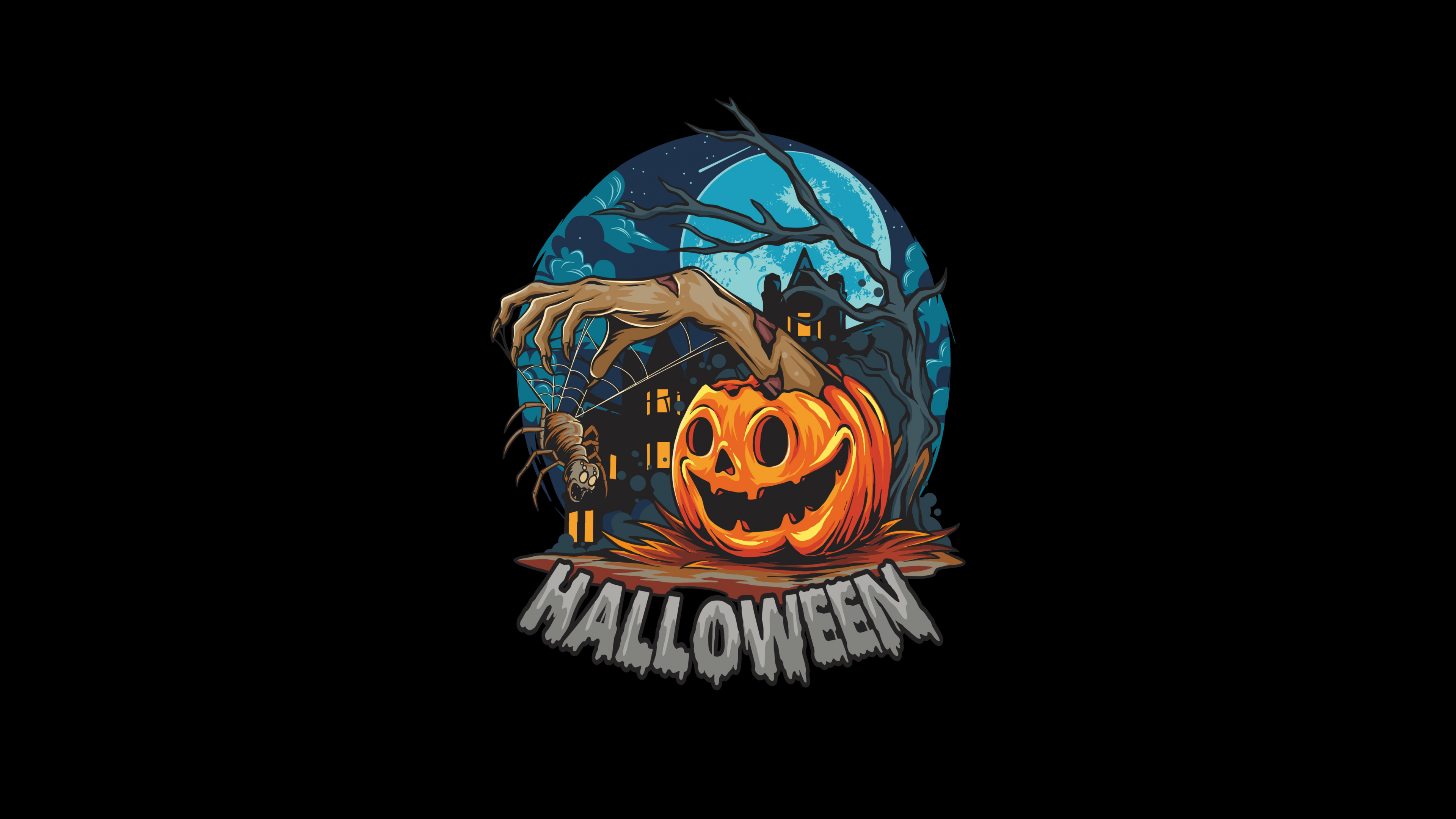 Scary house Wallpaper 4K, Halloween Pumpkin