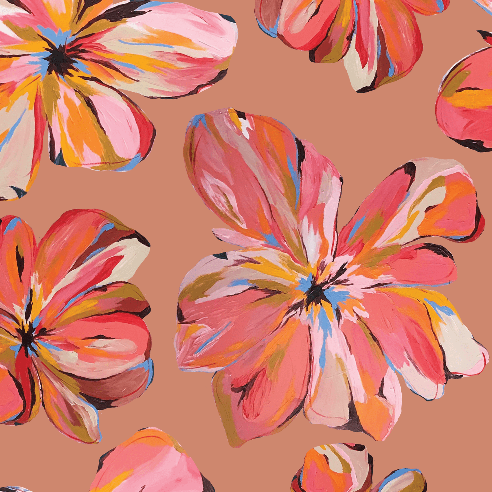 Pink Flower Peel and Stick Wallpaper