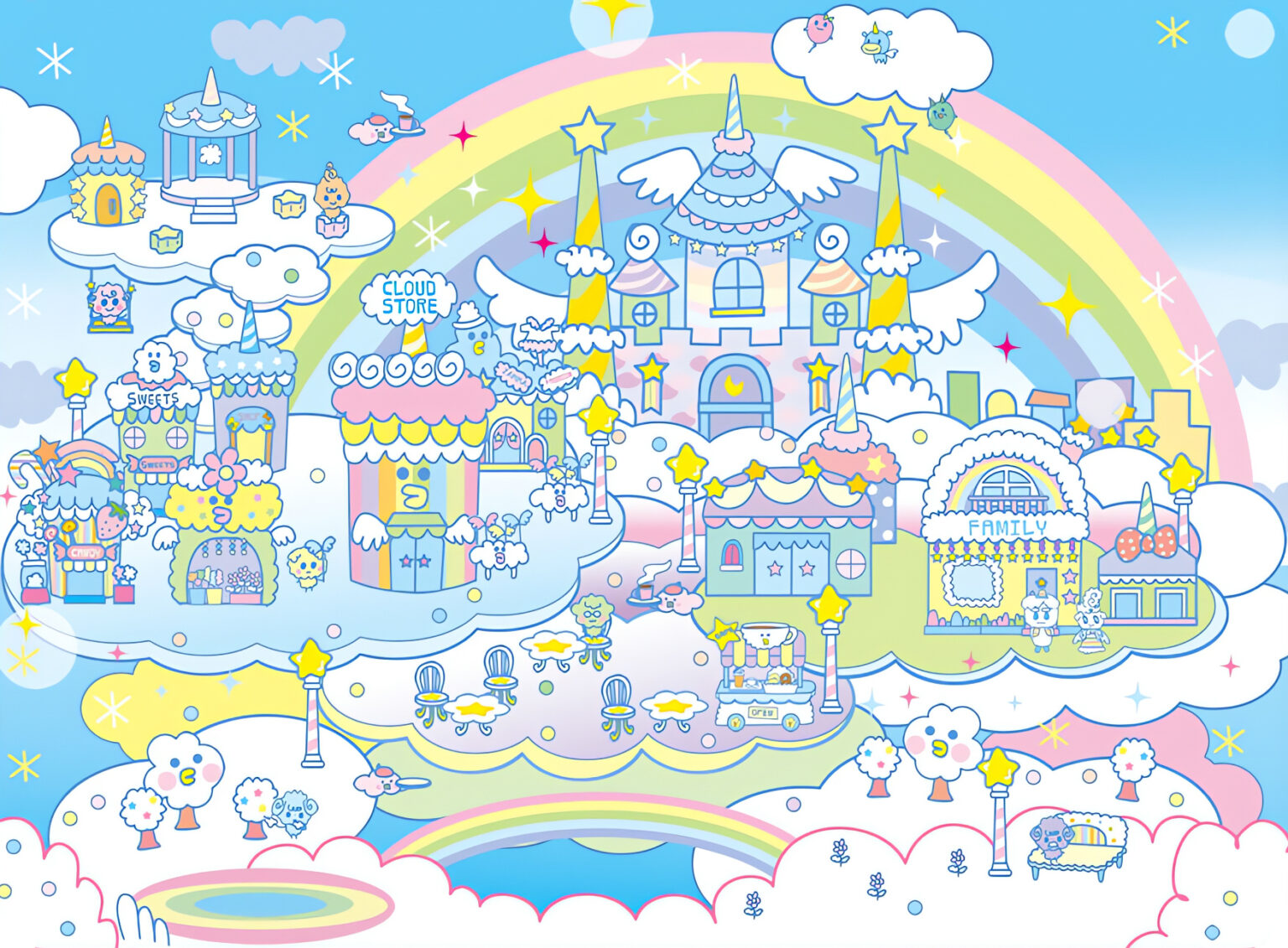 Cute Tamagotchi Rainbow Hills Desktop