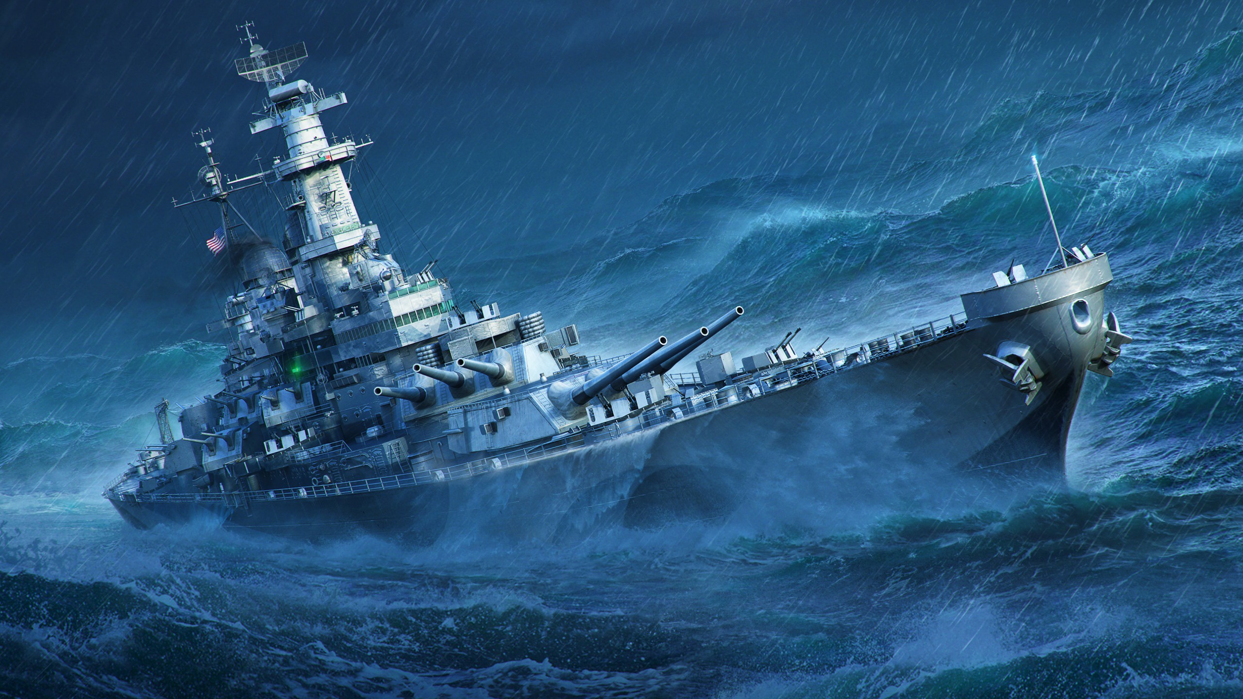 Wallpaper Storm, Missouri, World of Warships, Battleship for mobile and desktop, section игры, resolution 2560x1440