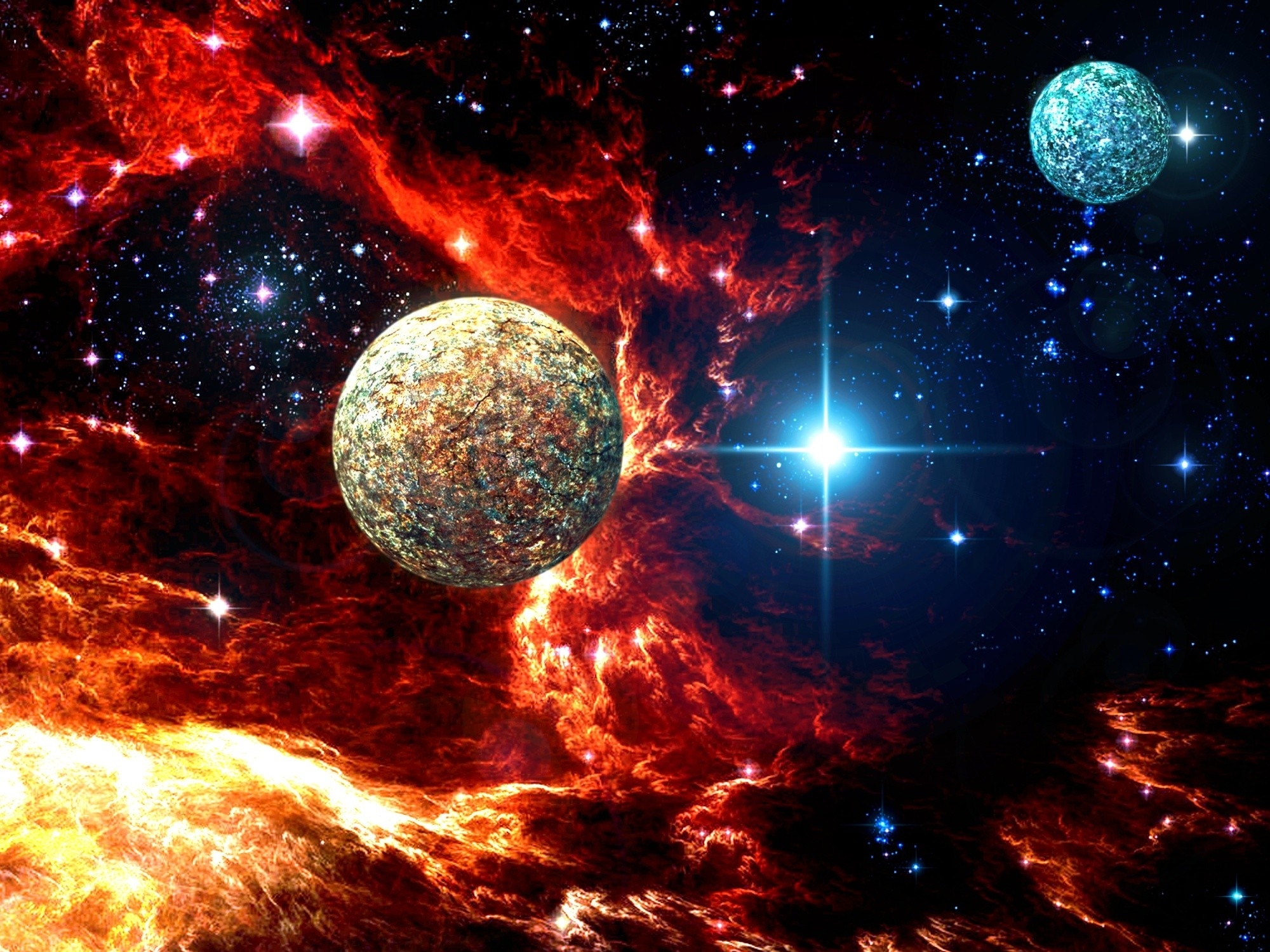 Colorful Nebula: A Sci Fi HD Wallpaper Of Stars And Planets By Lemmy X