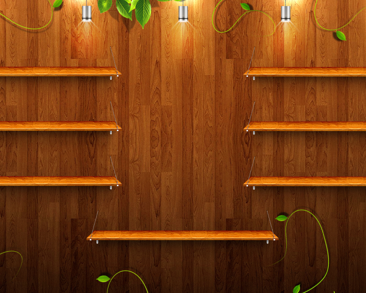 Wooden shelves Desktop wallpaper 1280x1024