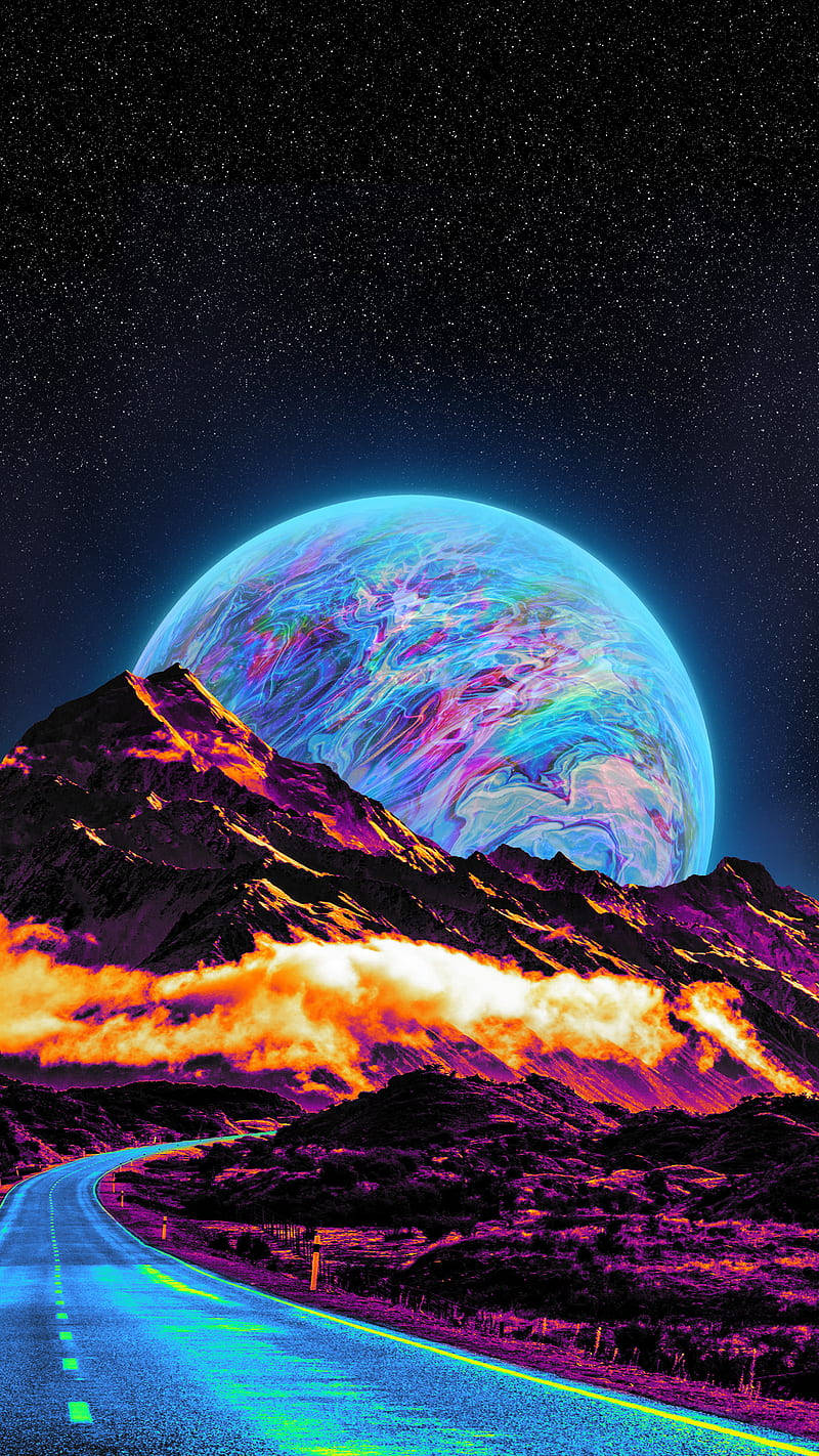 Neon Moon HD Wallpaper
