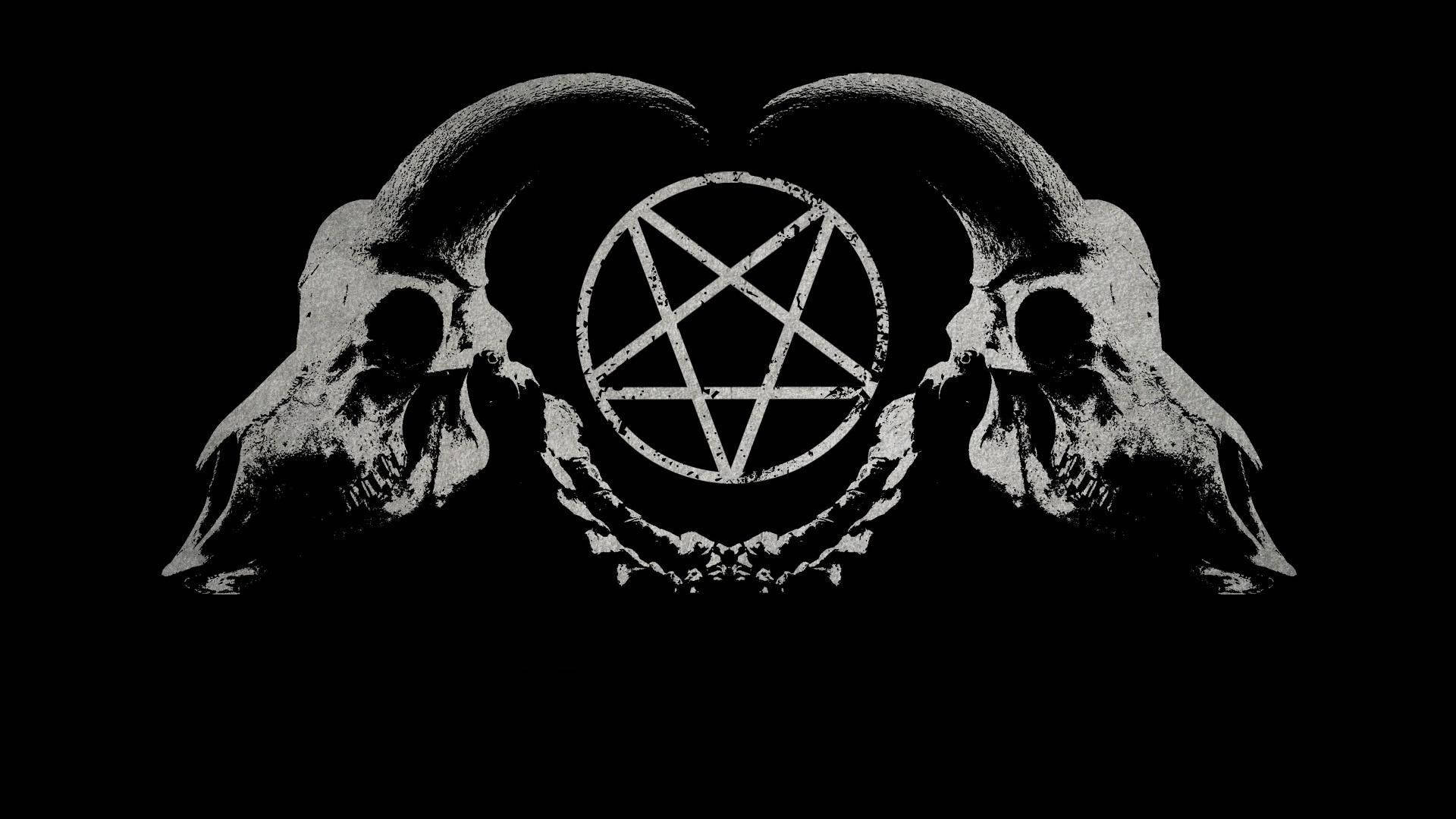 Satanic Goat Skulls And Pentagram