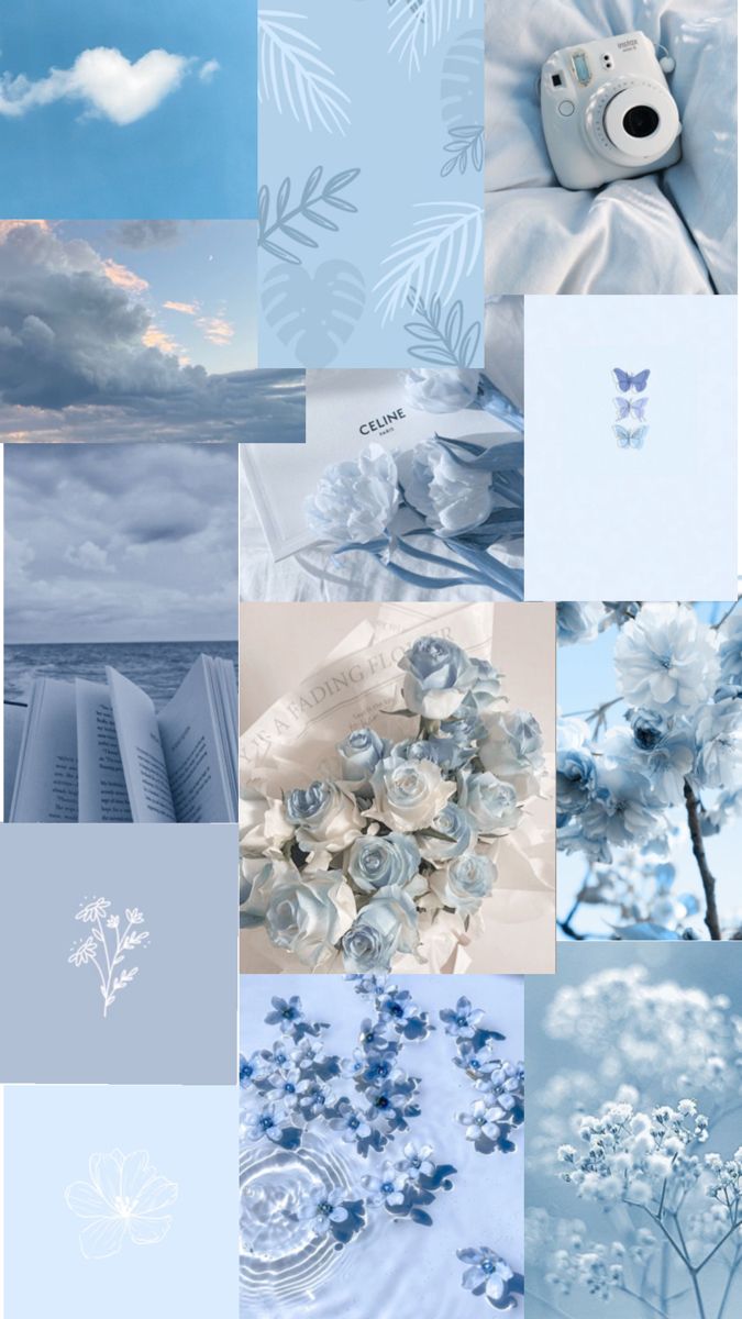 Aesthetic light blue collage wallpaper