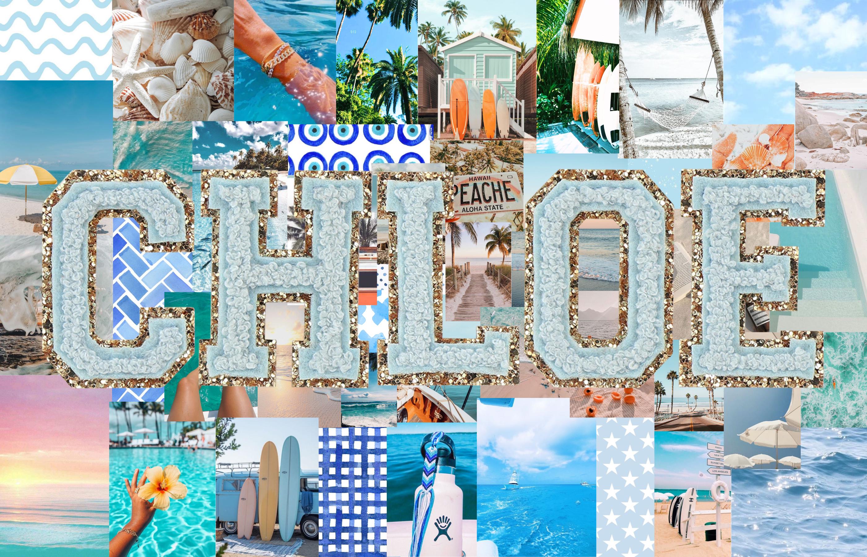 Custom Blue Beach Monogram Desktop Wallpaper Collage
