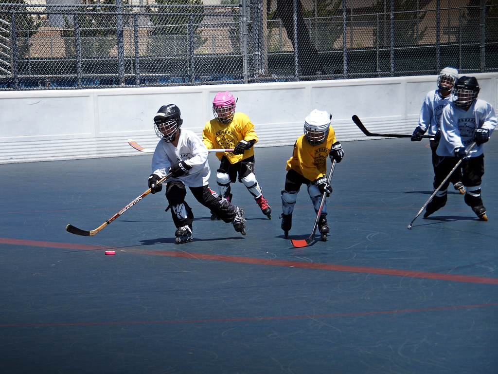 playing Roller Hockey