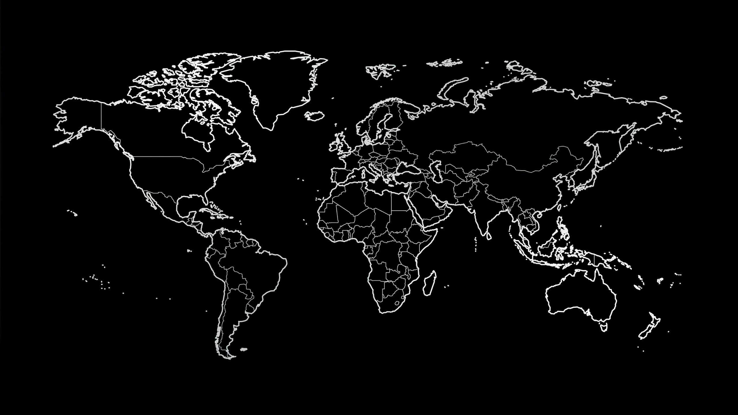 World map Wallpaper 4K, Outline, Black