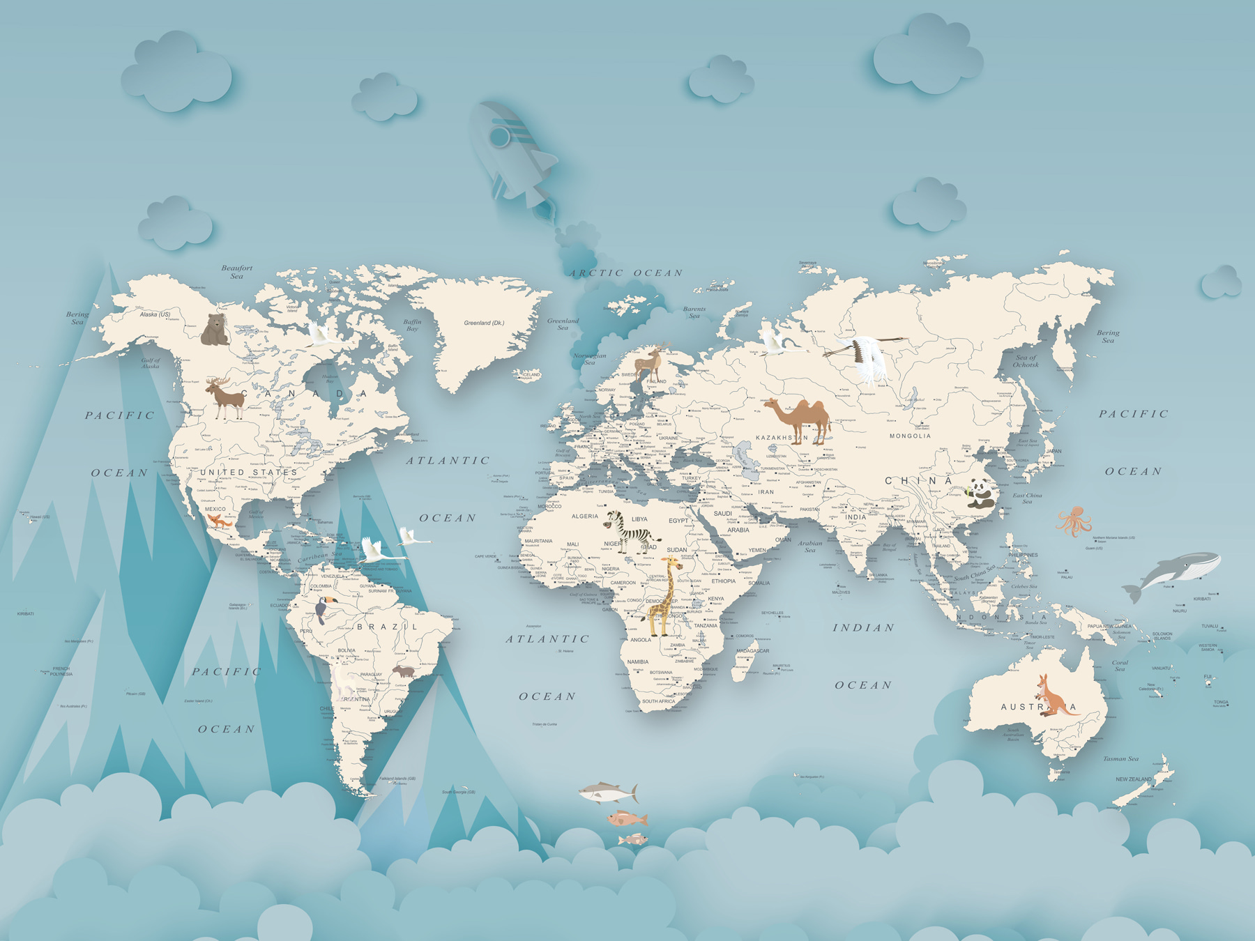 Wall Mural Photo Wallpaper World Map