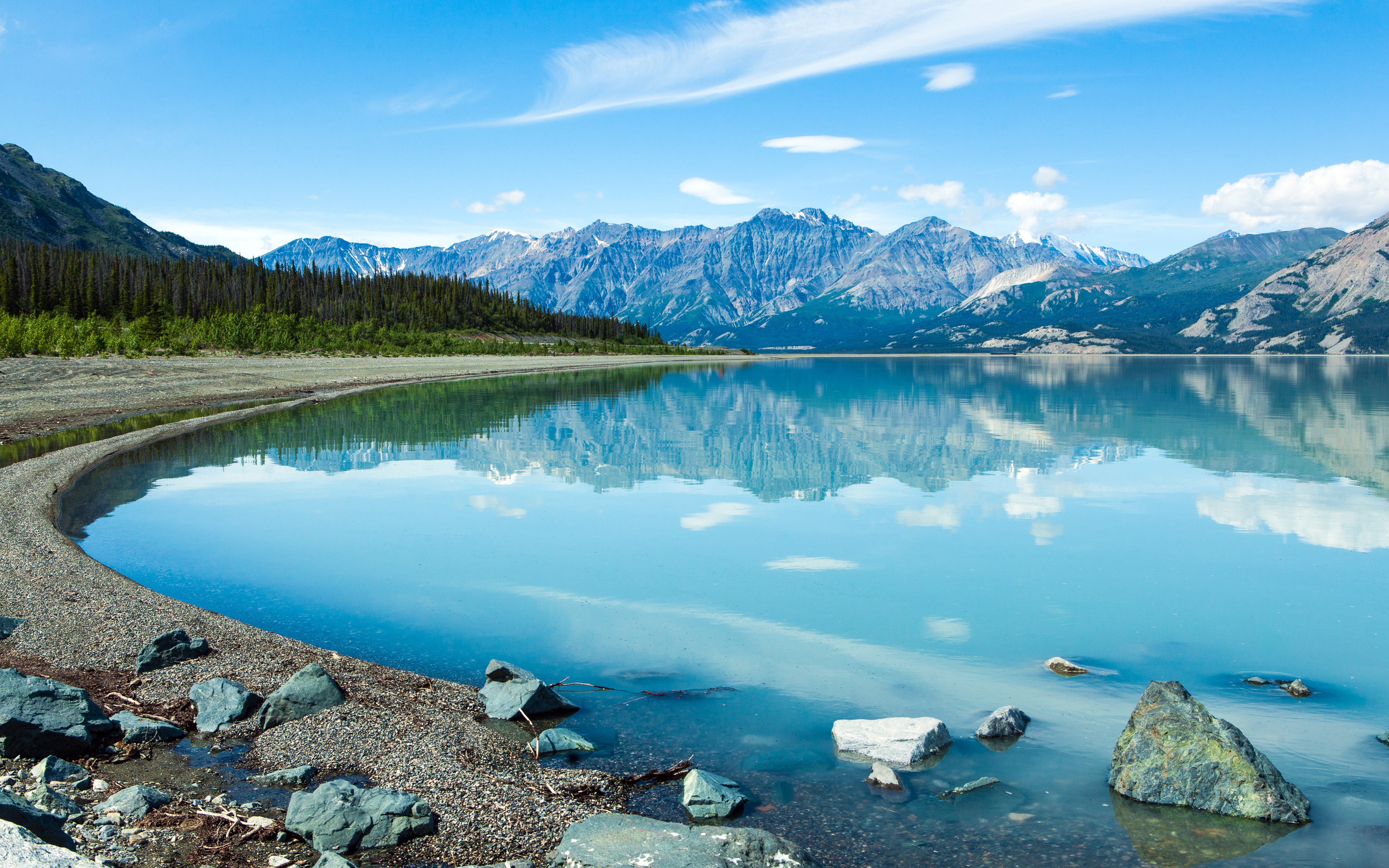 Blue lake Wallpaper 4K, Mountain range
