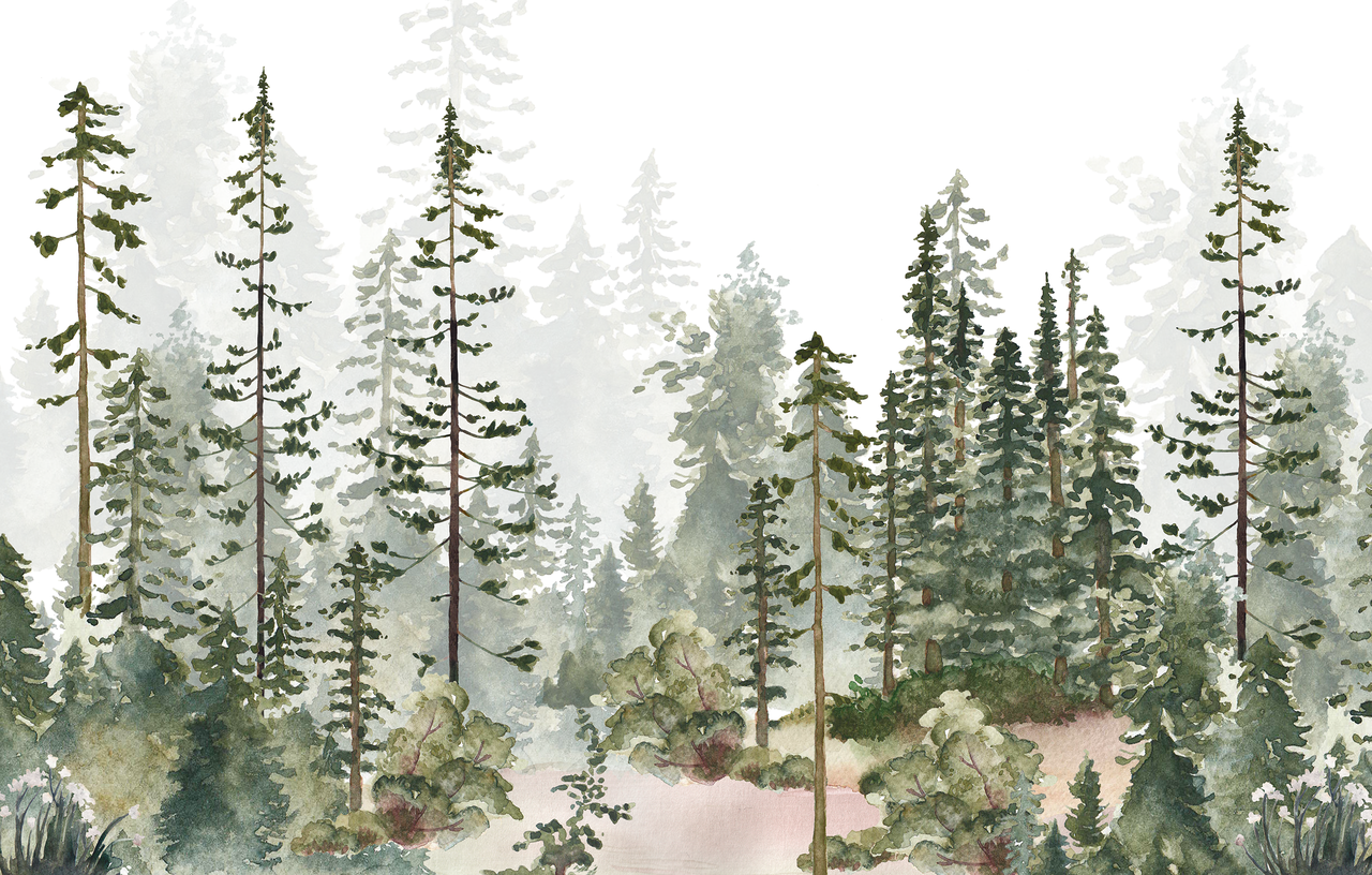 Watercolor Pine Tree Forest Peel