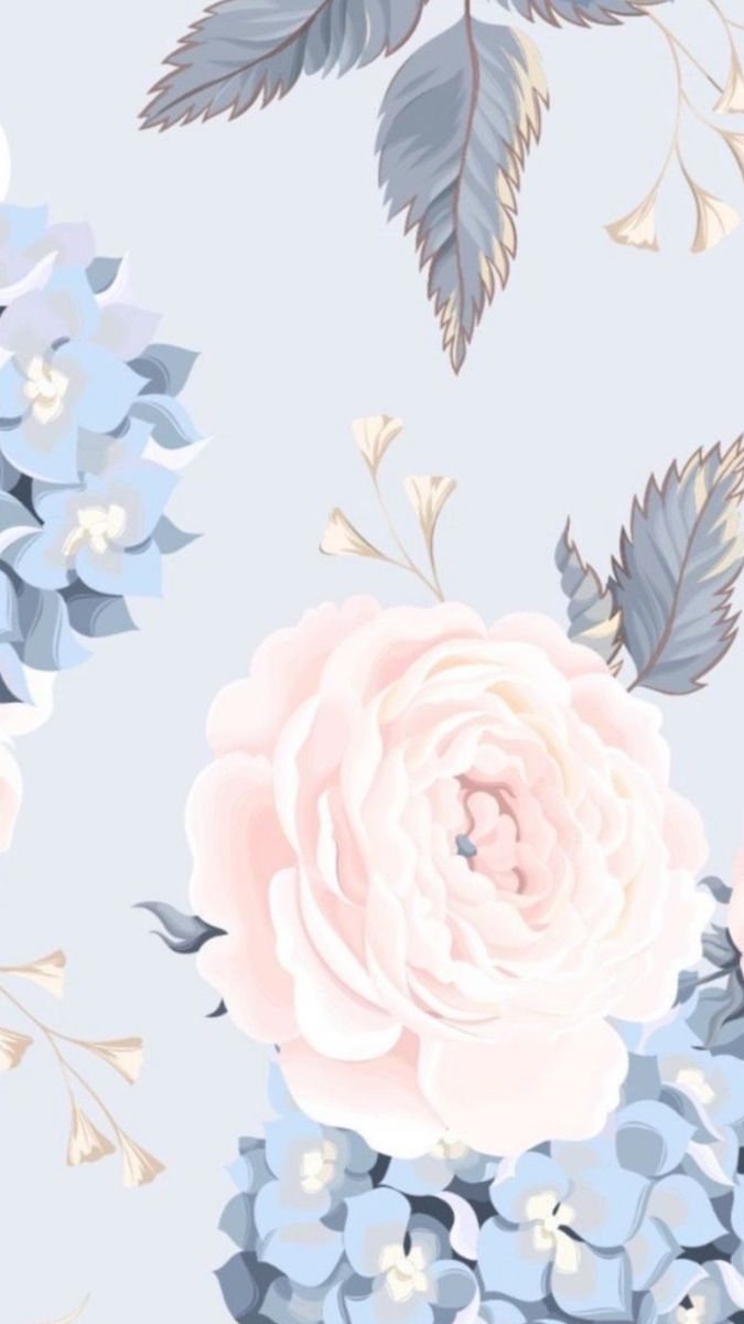 Blue and Pink Flower Wallpaper for a