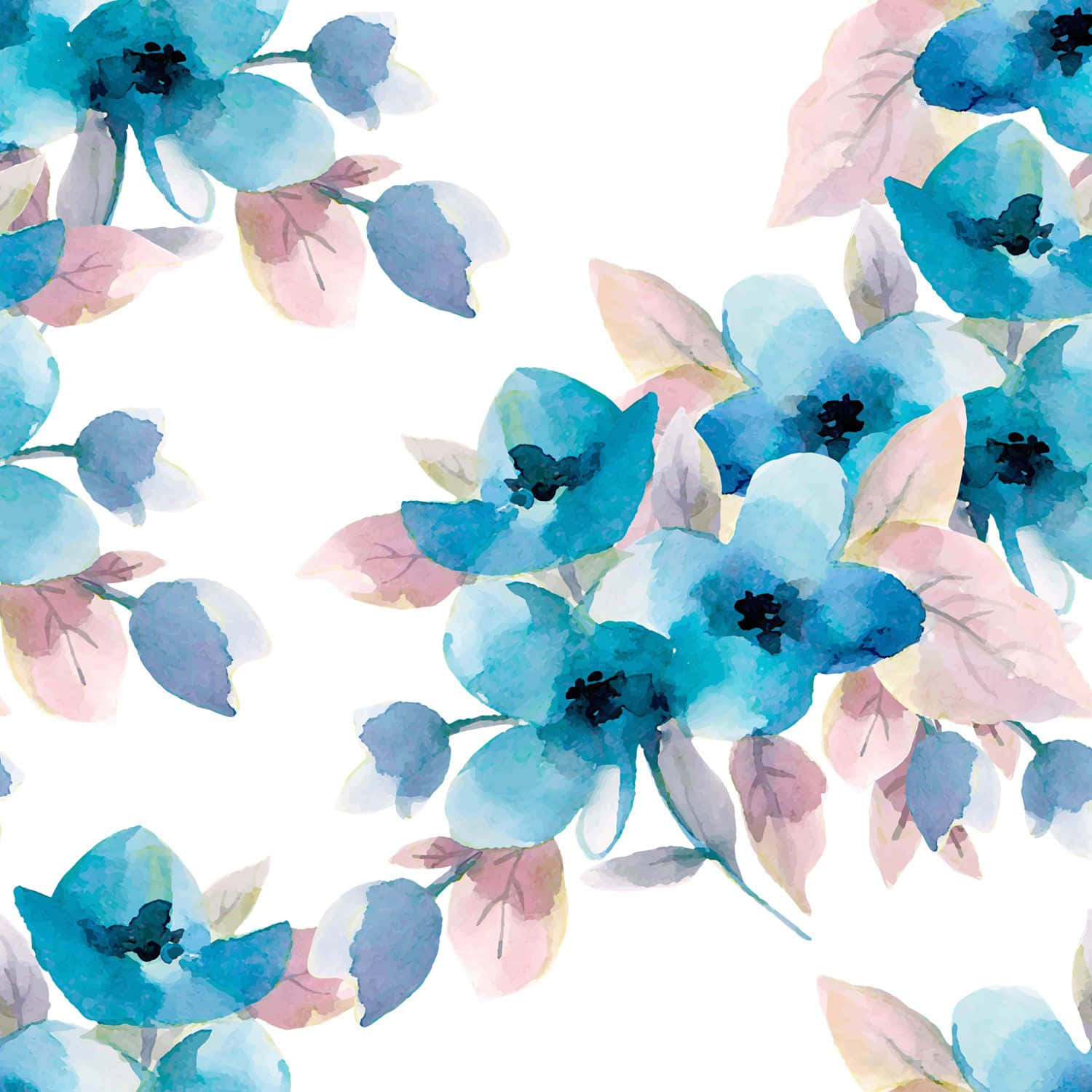 Download Blue Flowers Aesthetic Pattern