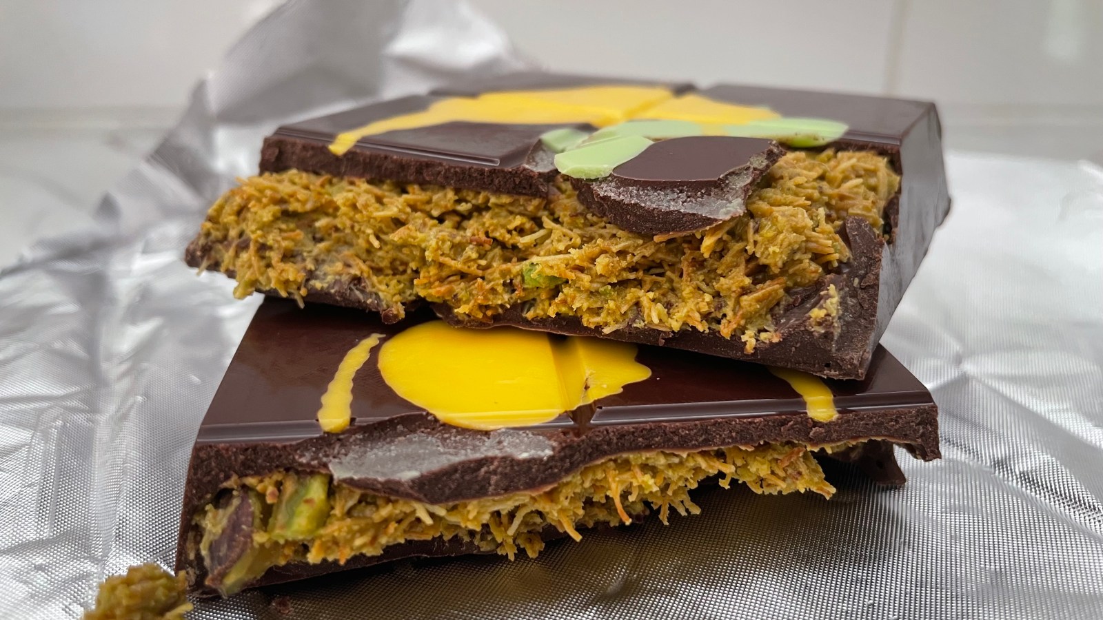 Chocolate pistachio bars from Dubai are