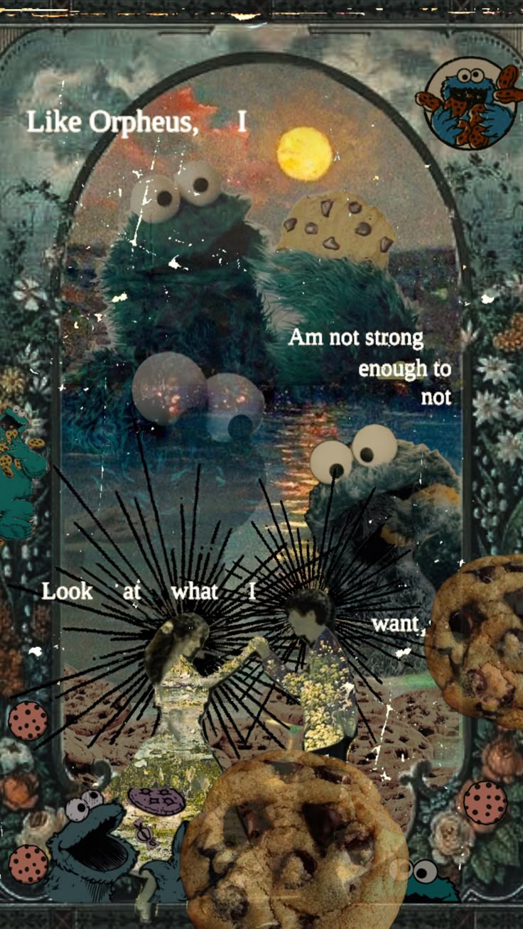 Cookie Monster Muppet Collage Art