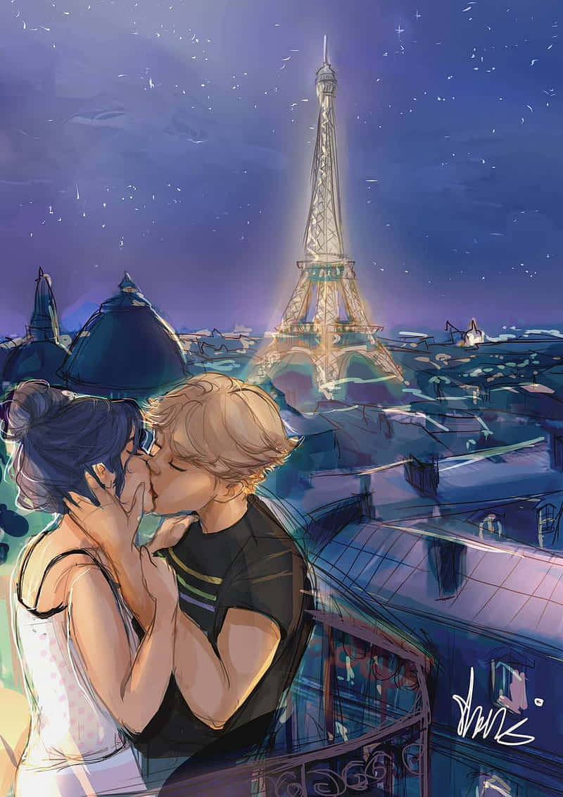 Lovers, Marinette and Adrien Wallpaper