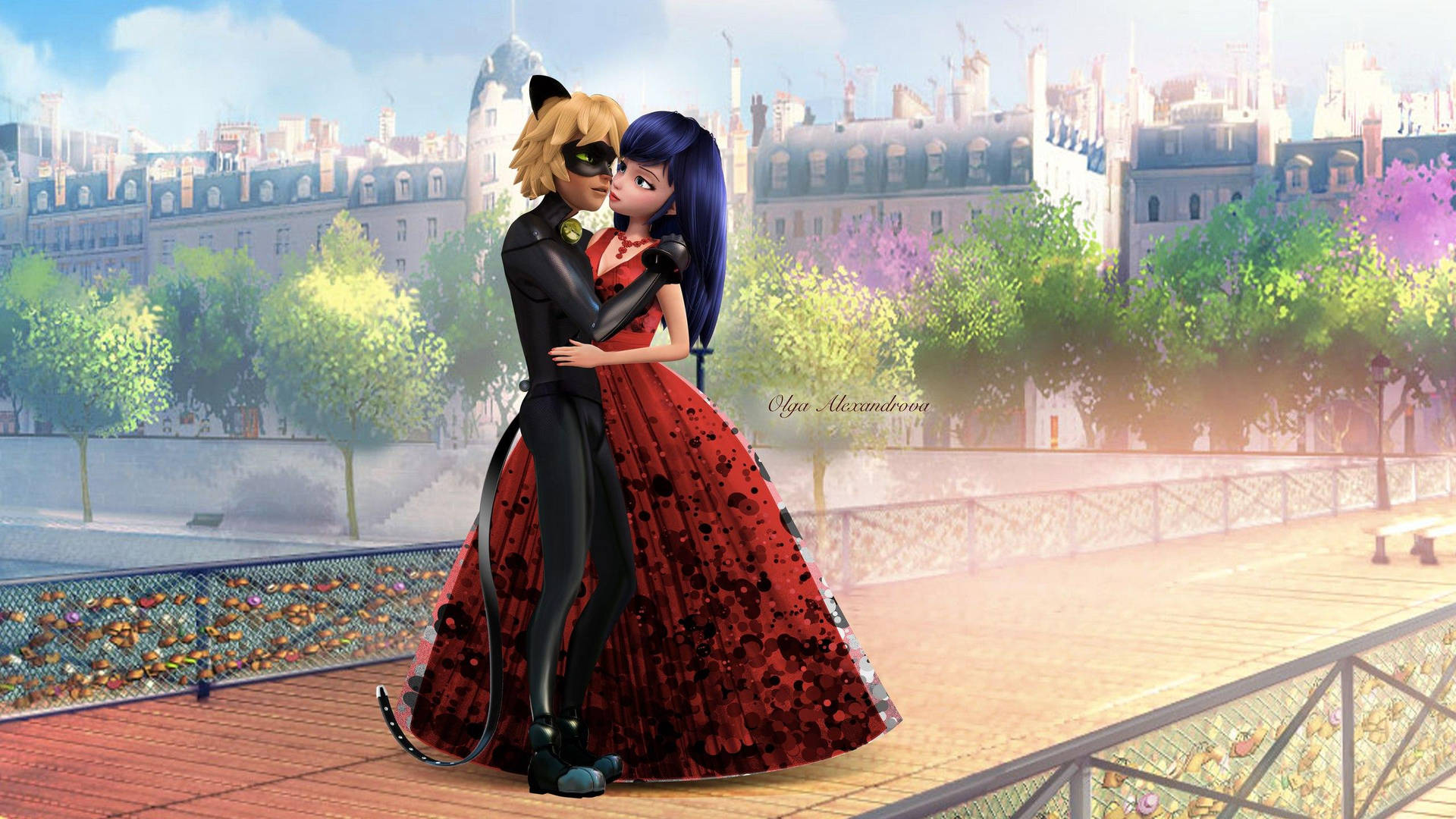 Ladybug And Cat Noir Kiss On Bridge