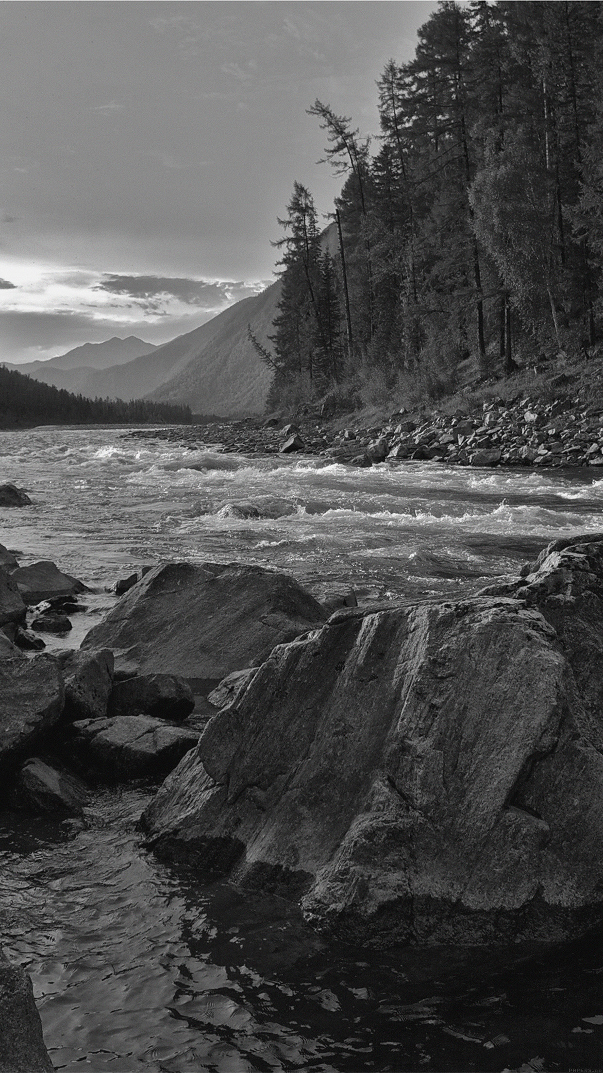 Mountain River Lake Dark Nature