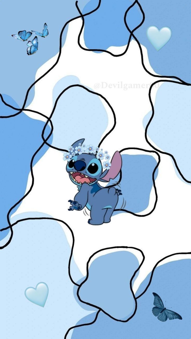 Stitch Wallpaper Saying Hi