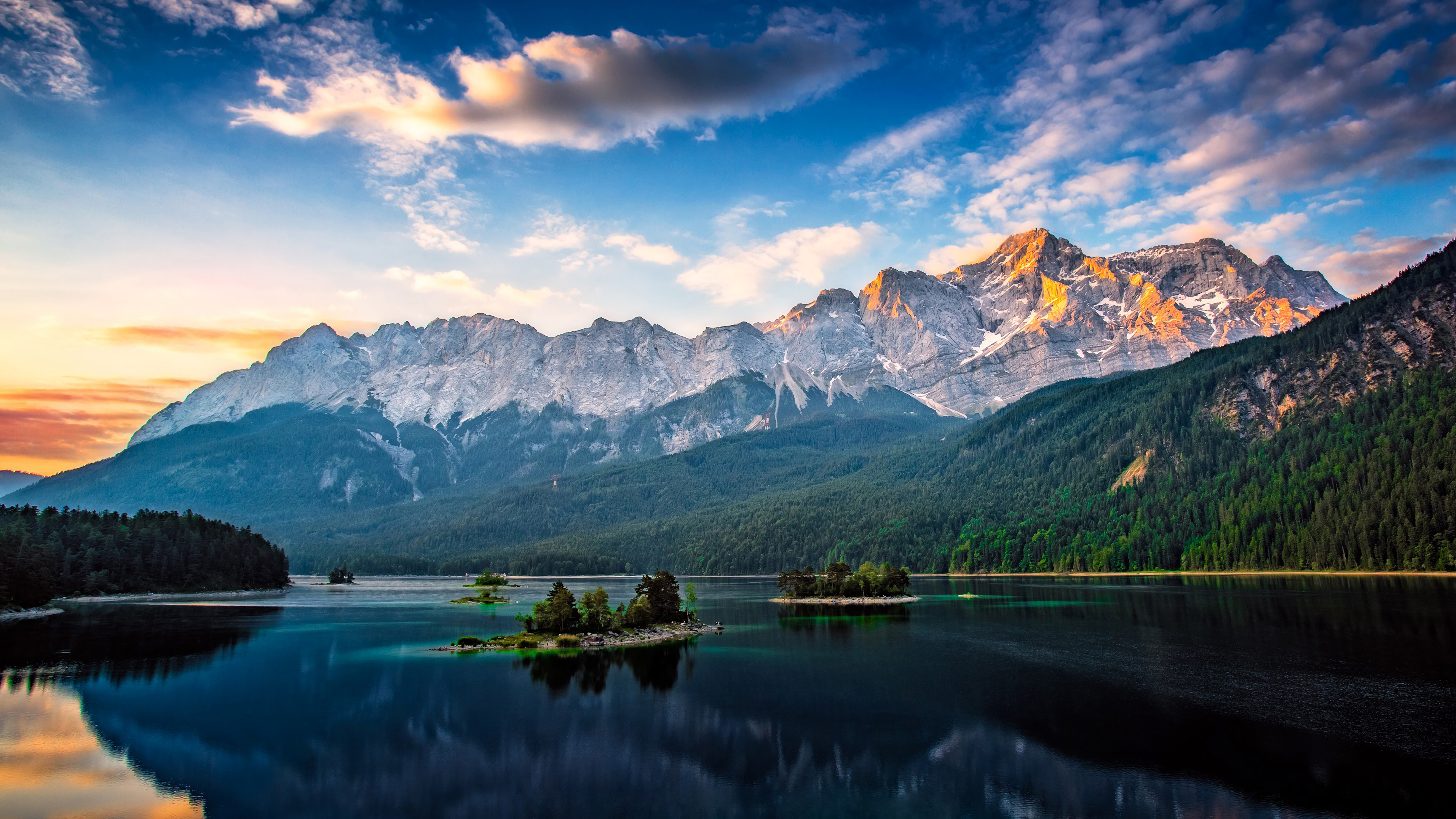 Lake Mountains Clouds 4K Wallpaper