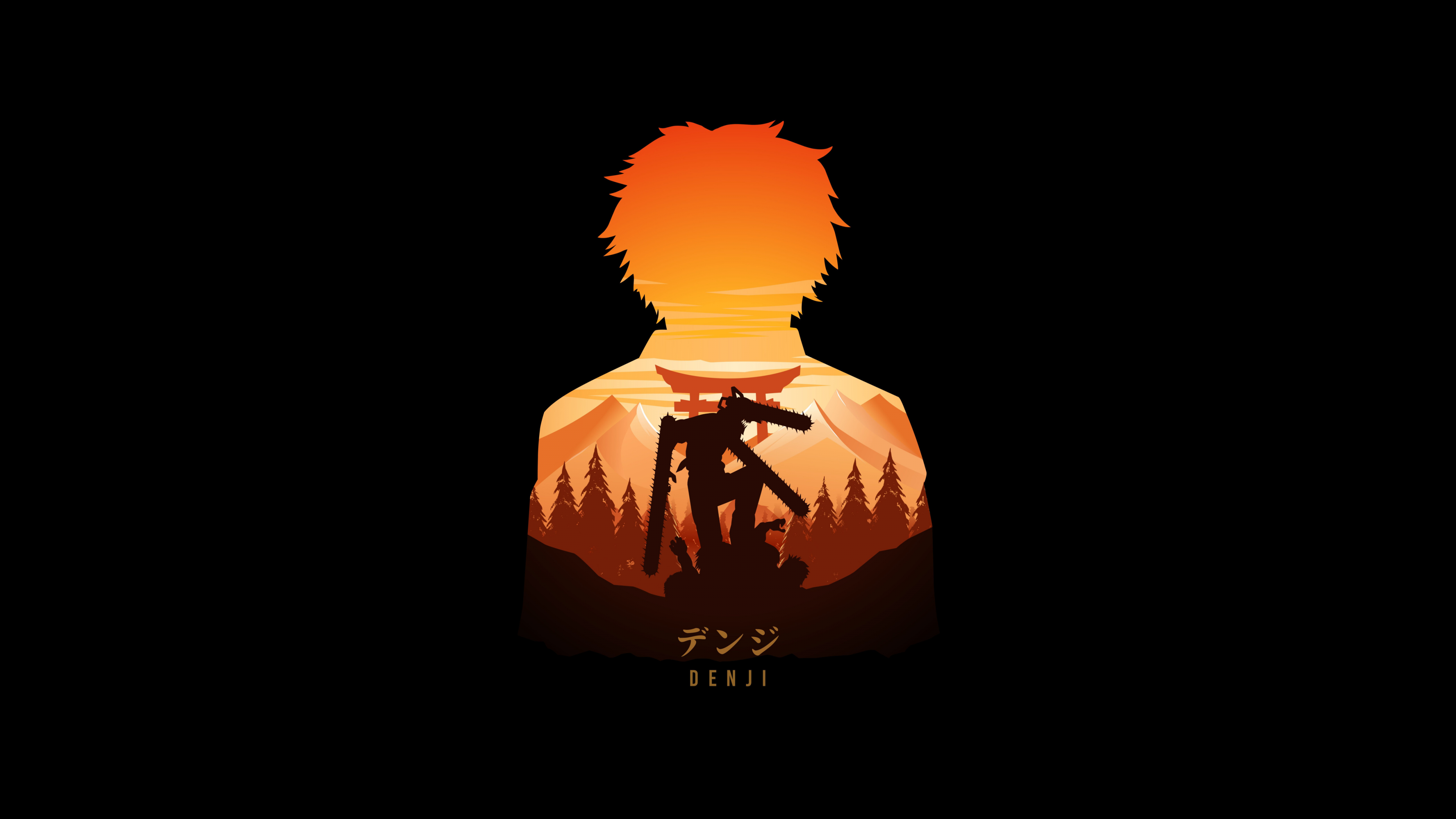 Denji Wallpaper 4K, Illustration, AMOLED