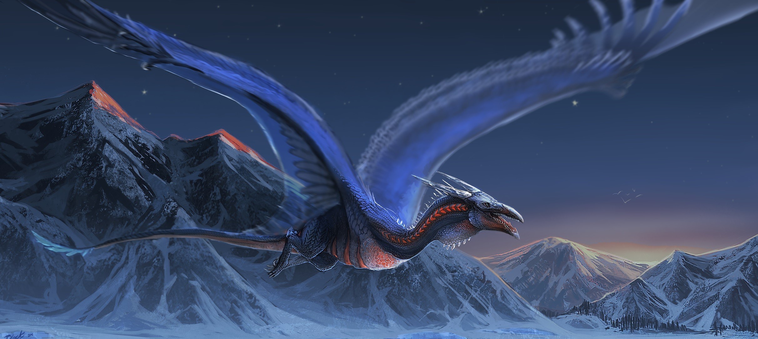 Wallpaper fantasy, Dragon, landscape