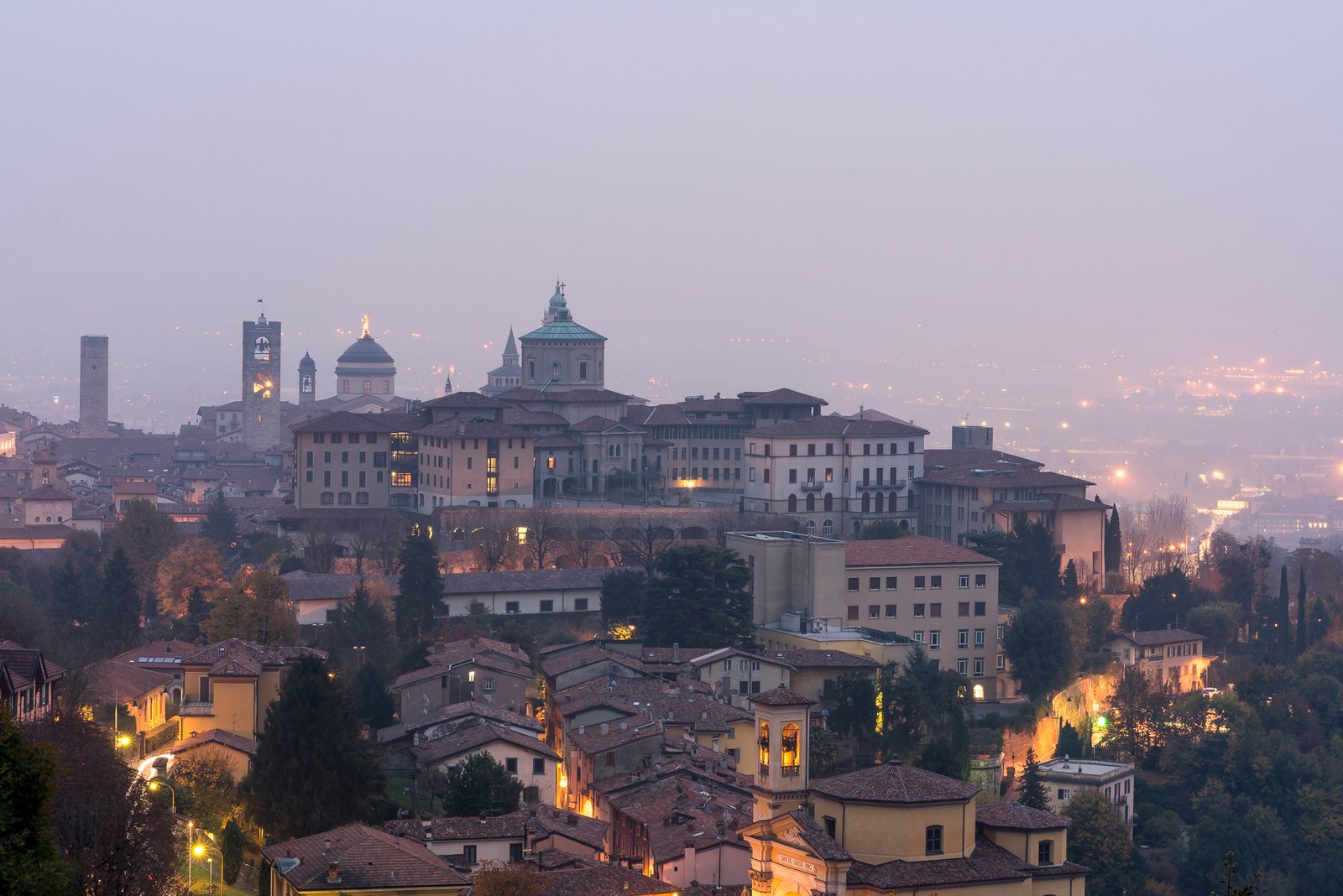 Sights in the old town of Bergamo