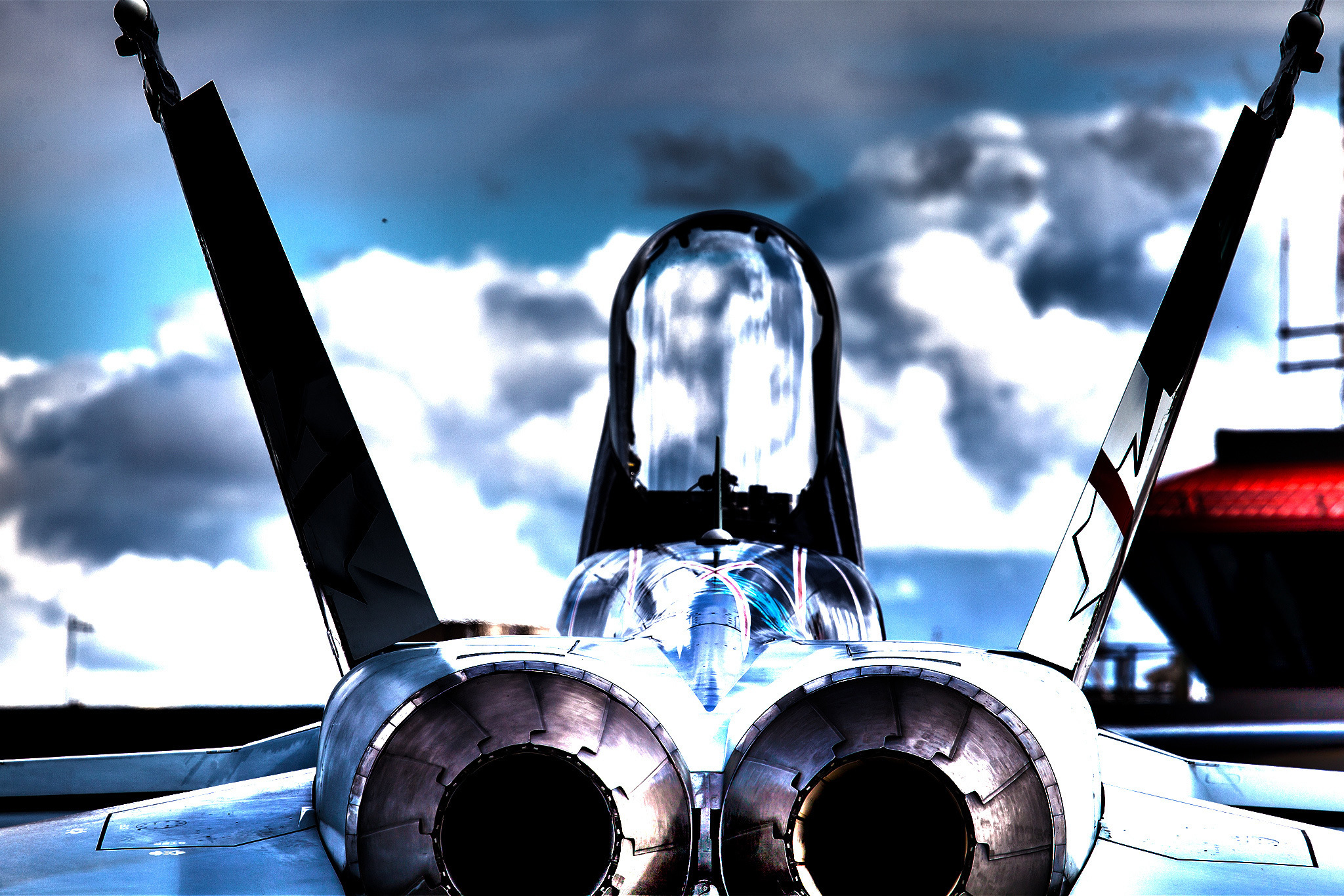 Wallpaper HDR, fighter, cabin, Hornet