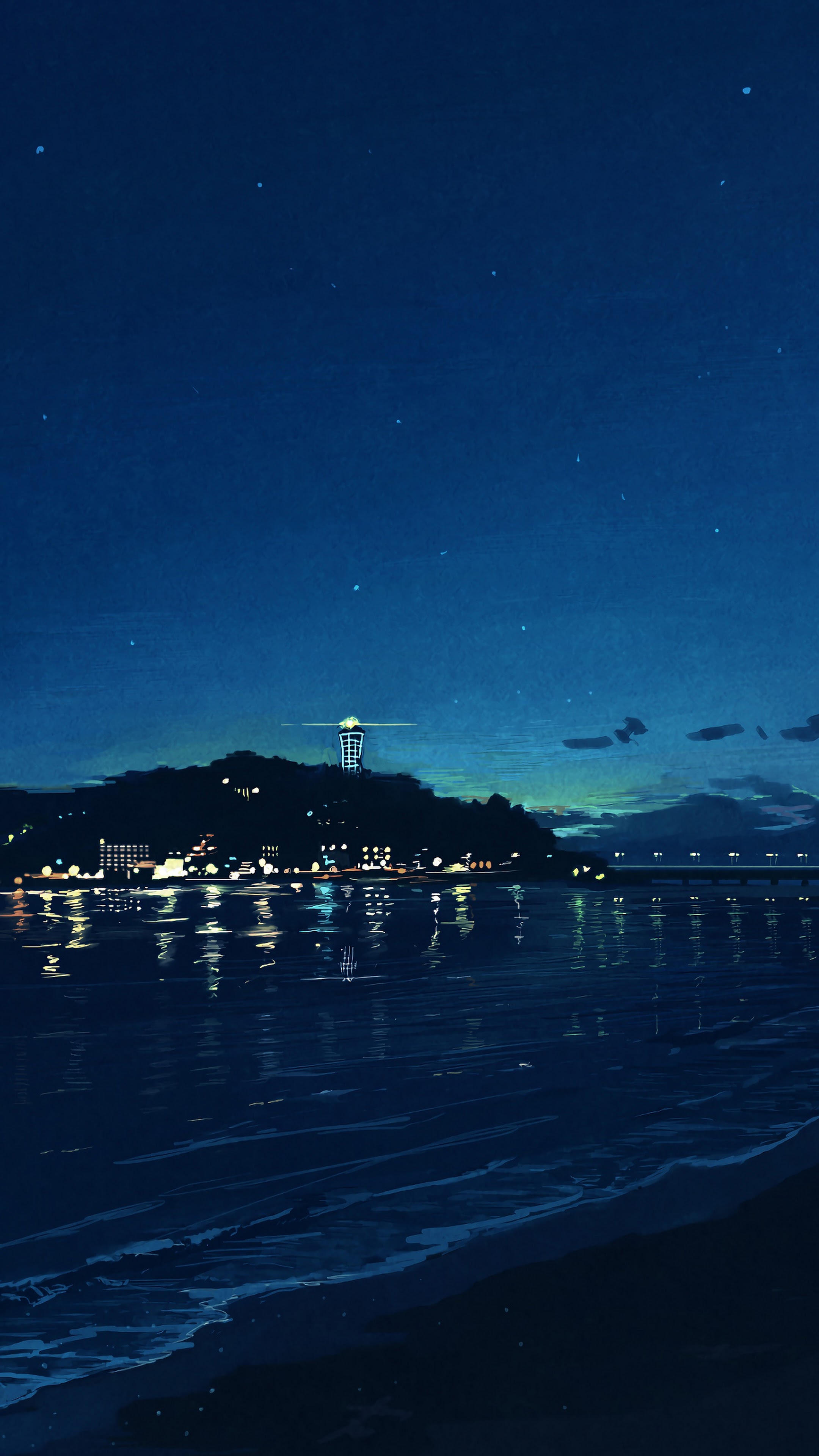 Night Beach Sky Anime 4K Wallpaper