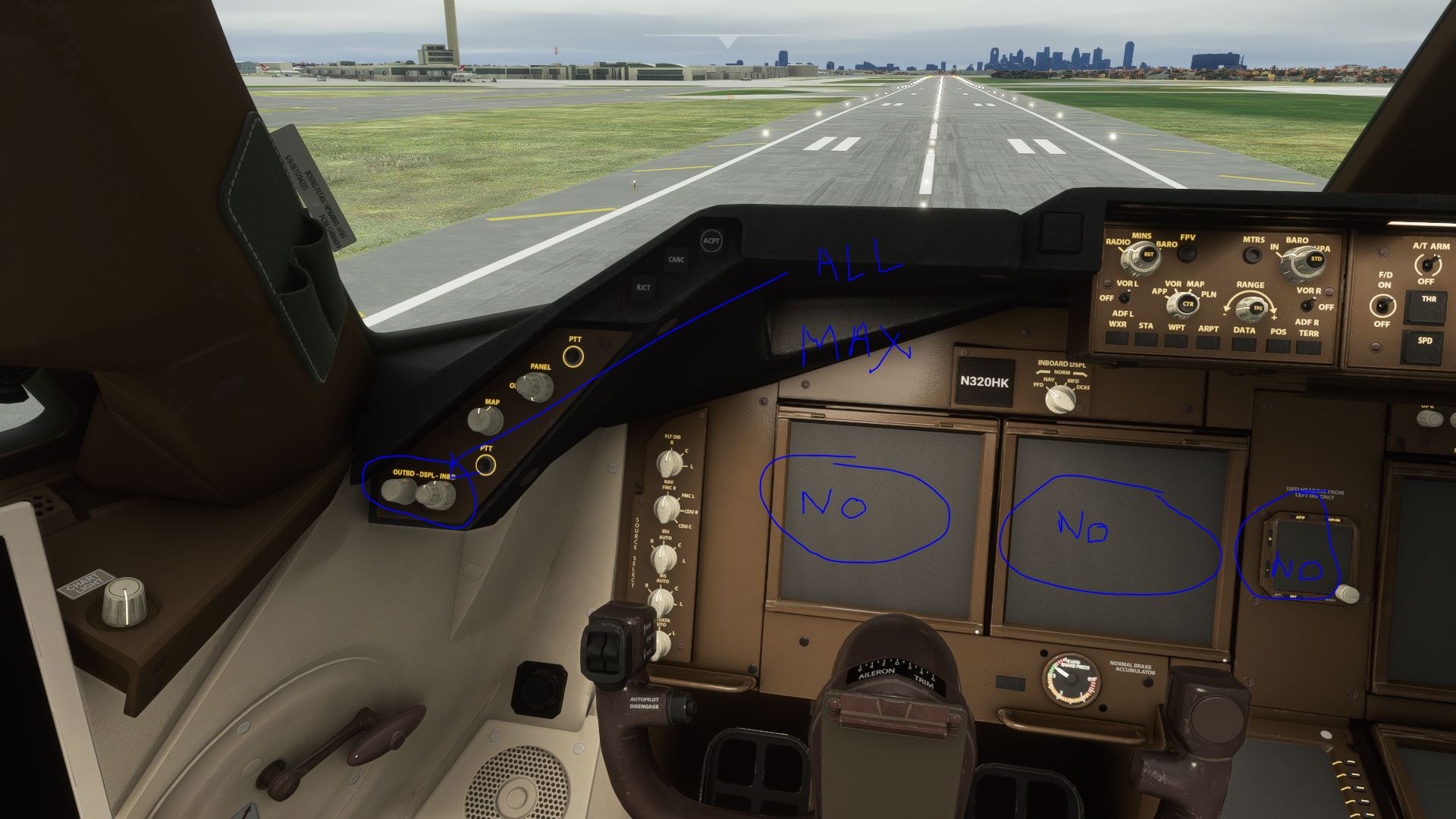 B747 cockpit screens