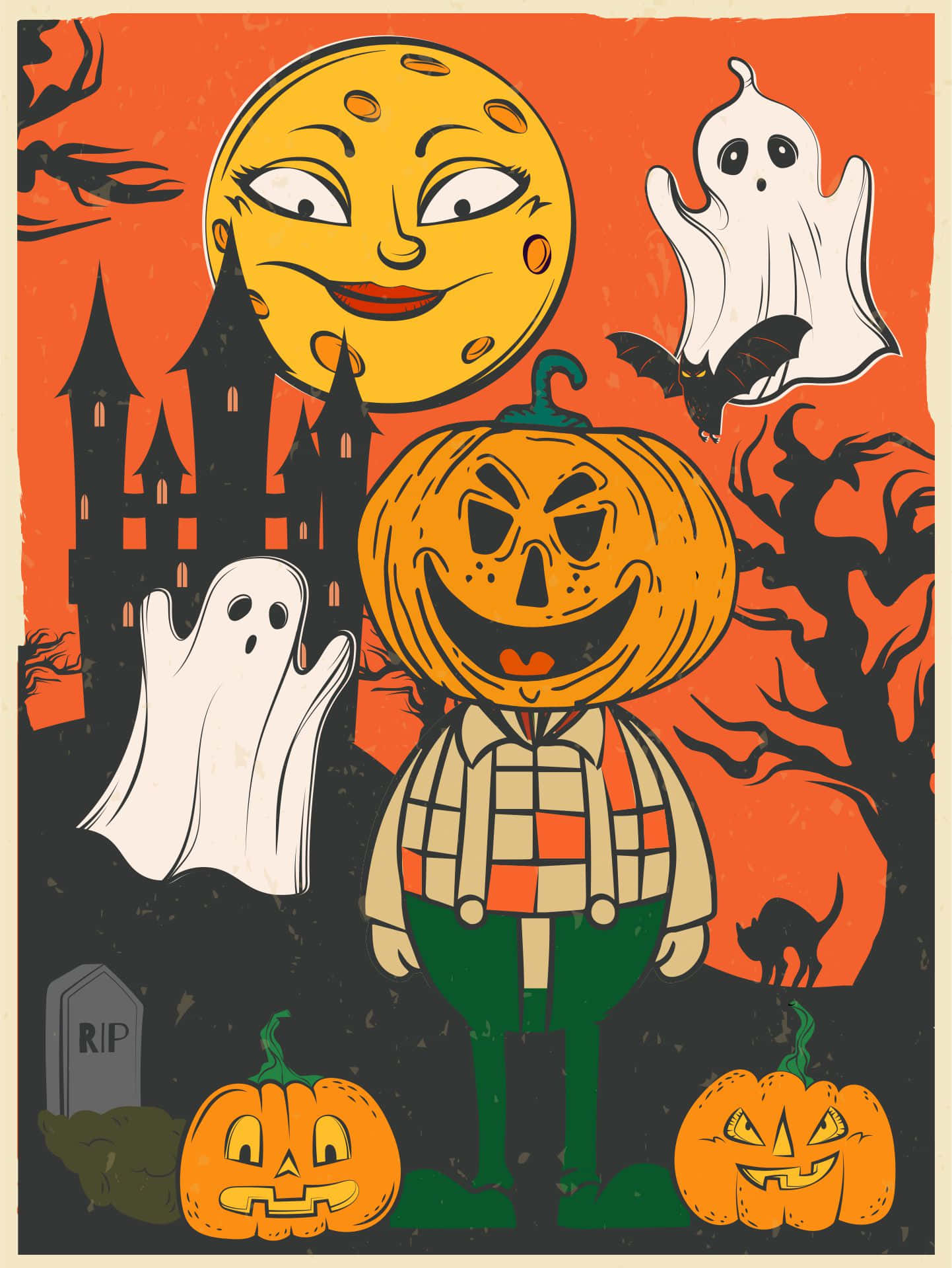 Retro Vintage Halloween Wallpaper