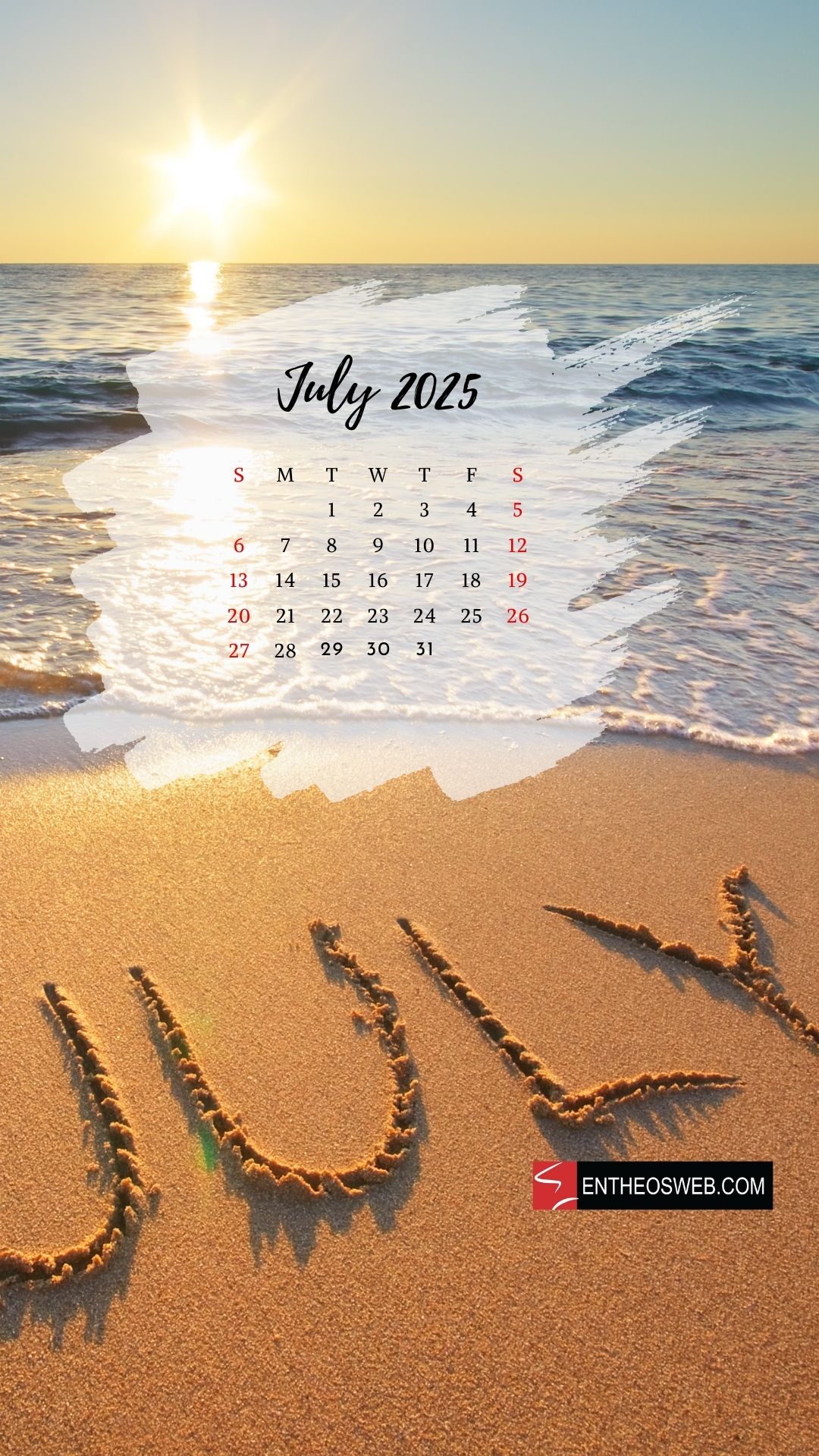July 2025 Calendar Phone Wallpaper