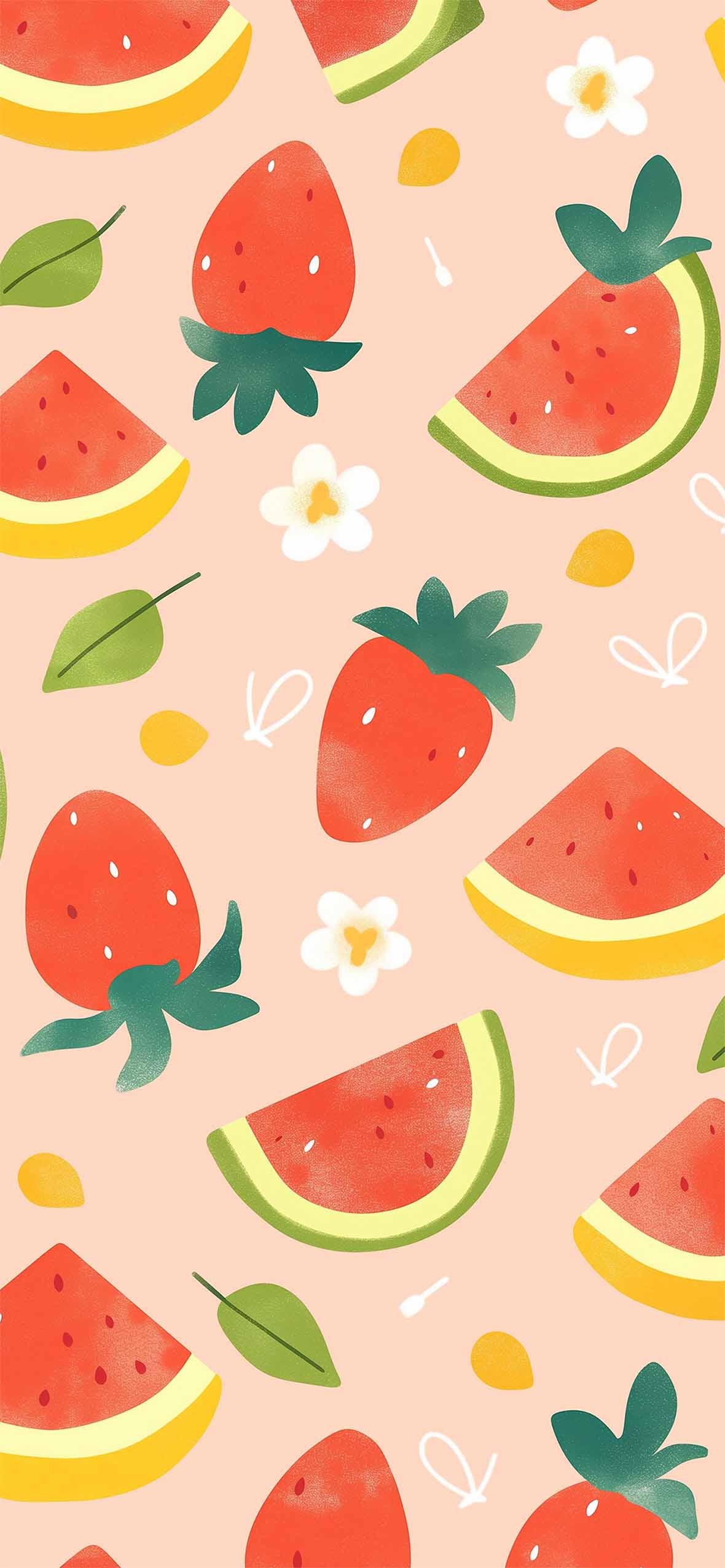 Preppy Fruit Pattern Summer Wallpaper