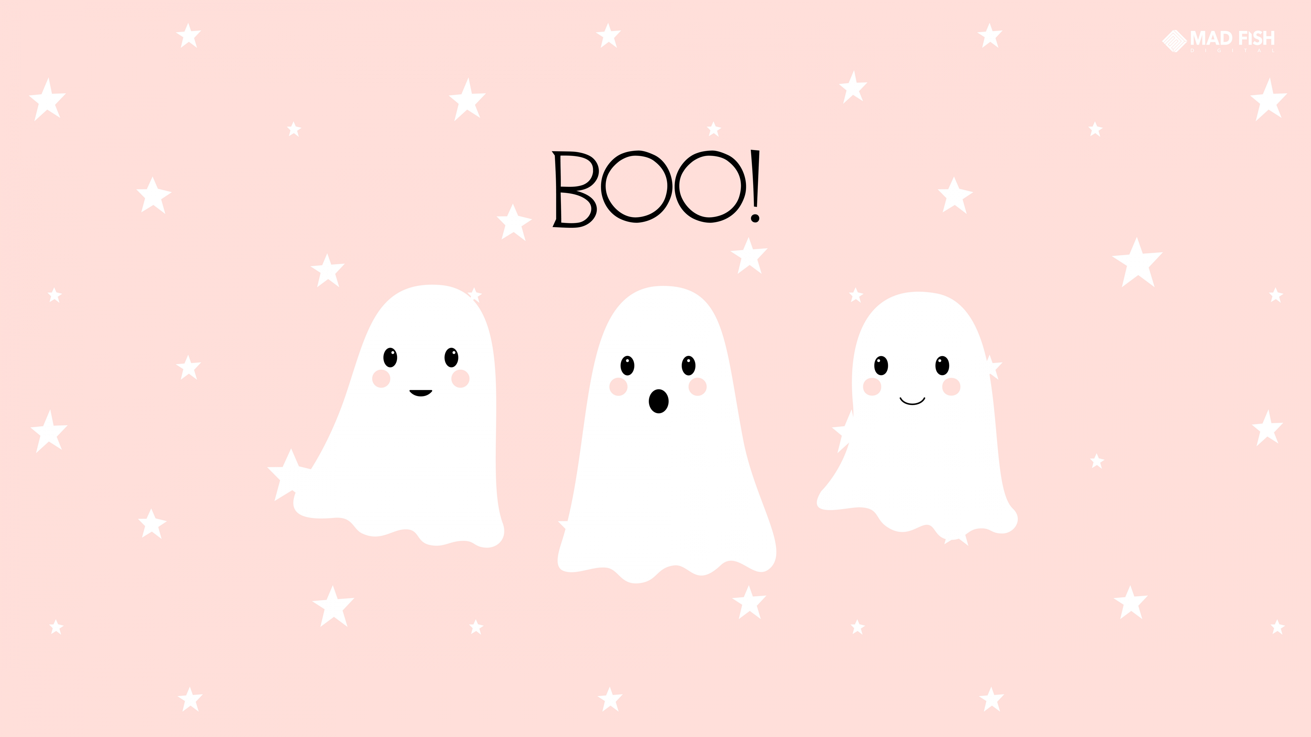 Cute Halloween Wallpaper 4K, Kawaii cartoon, Cute ghost