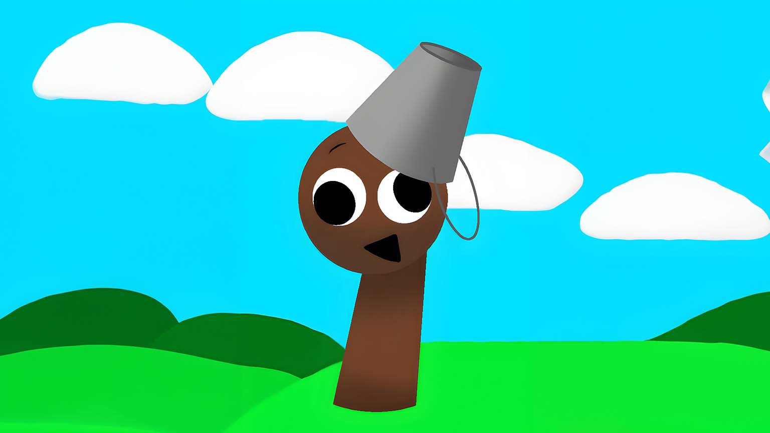 Brown with a Bucket on His Head Sprunki Desktop Wallpaper 4K