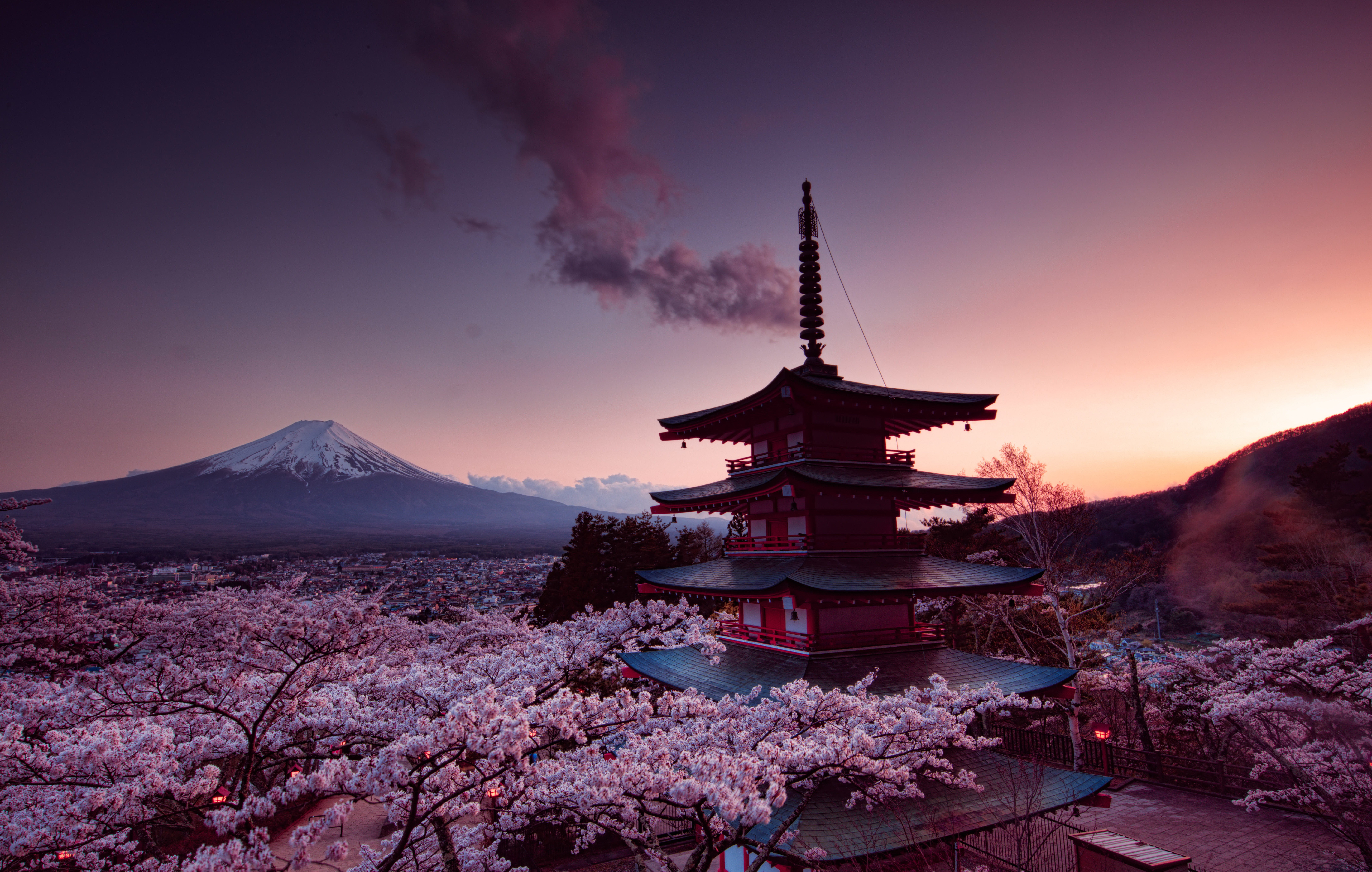 Churei Tower Mount Fuji In Japan 8k Wallpaper, HD Nature Wallpaper, 4k Wallpaper, Image, Background, Photos and Picture