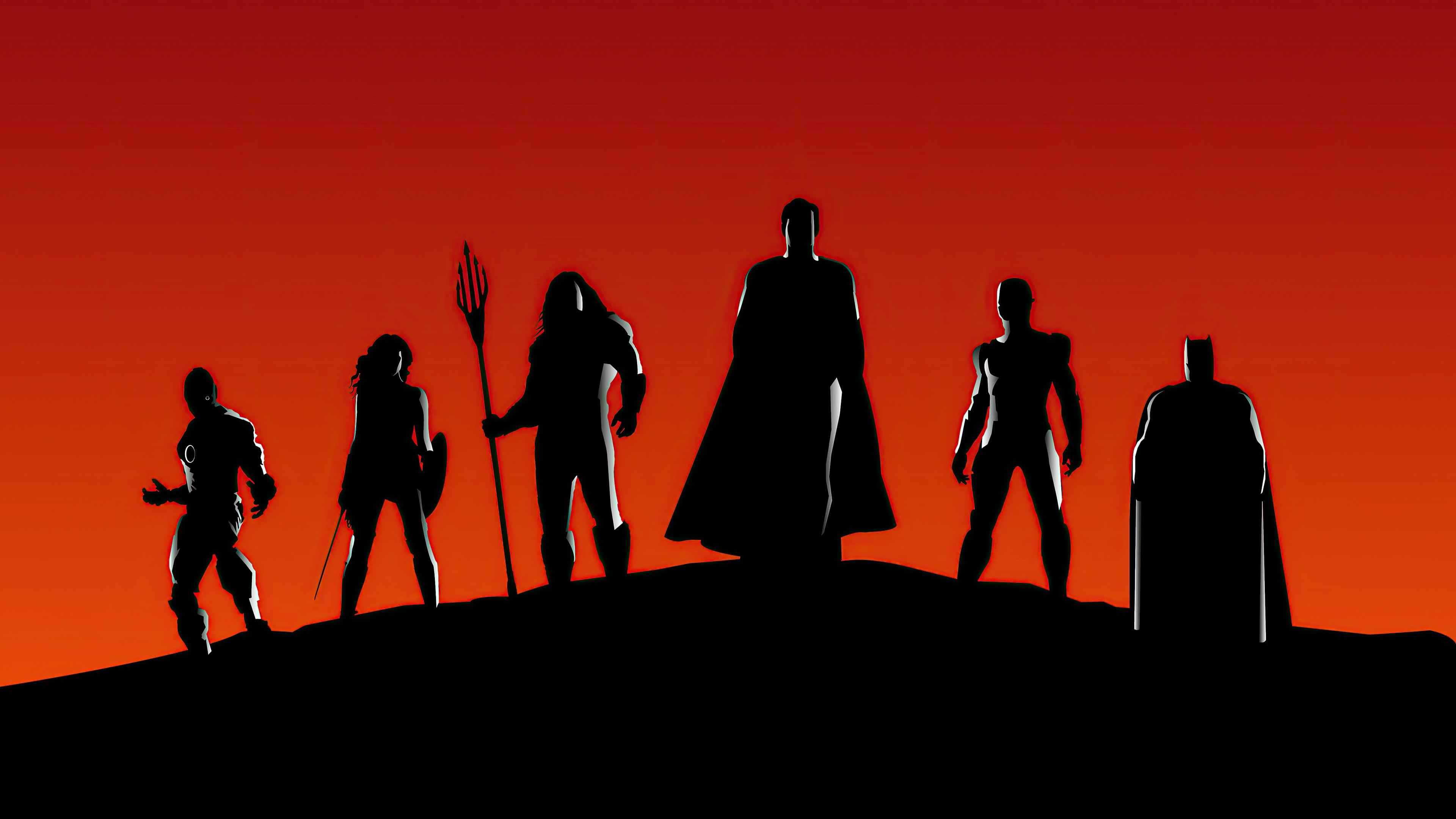 Justice League Wallpaper 4K, Silhouette