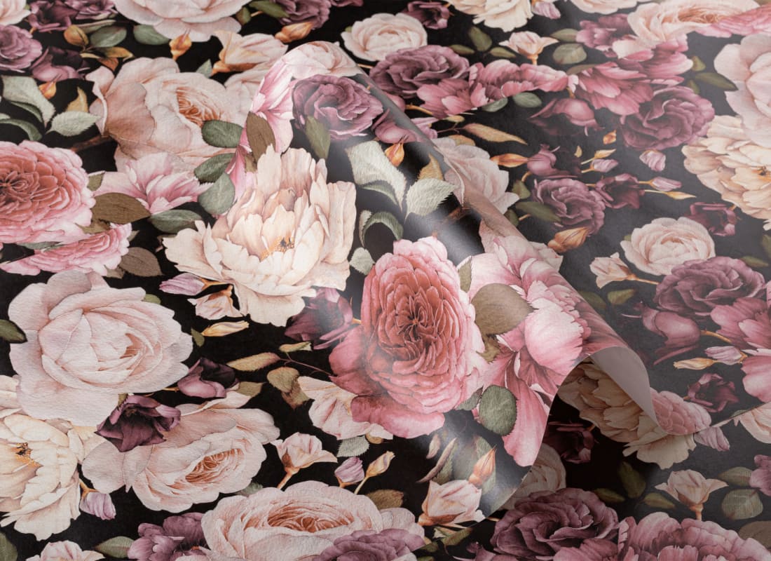 Pink & Purple Dark Floral Wallpaper