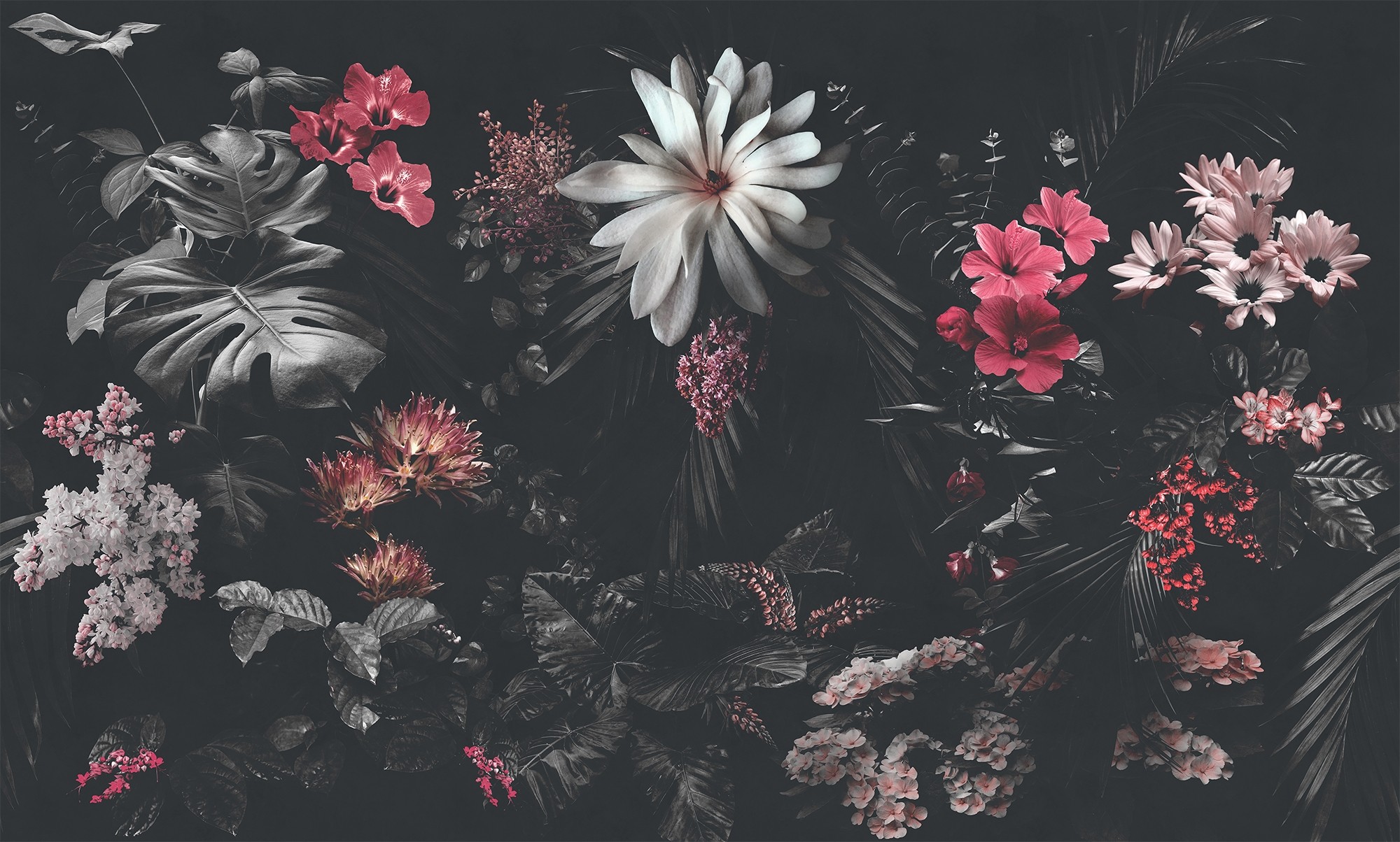 Dark Floral Garden Wallpaper Mural