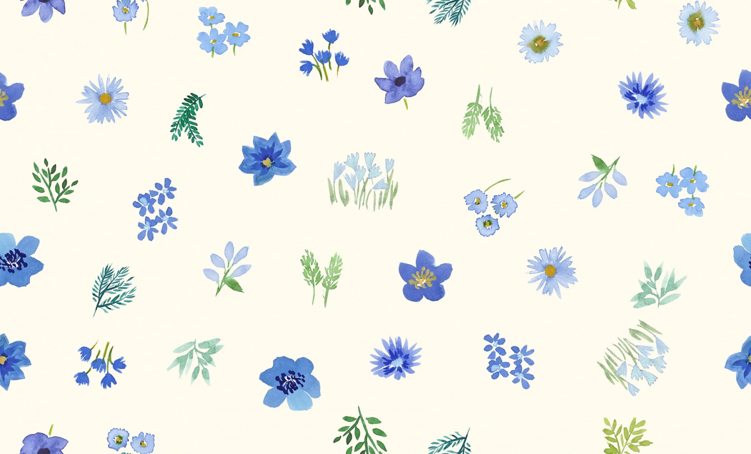Blue Flowers Pattern Minimal Patterned