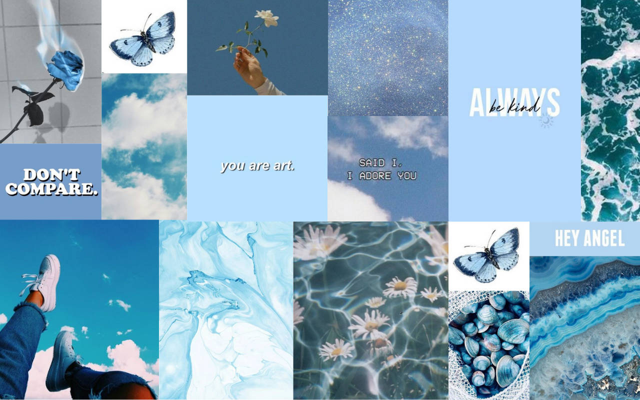Download Calm Blue Aesthetic Pc Collage