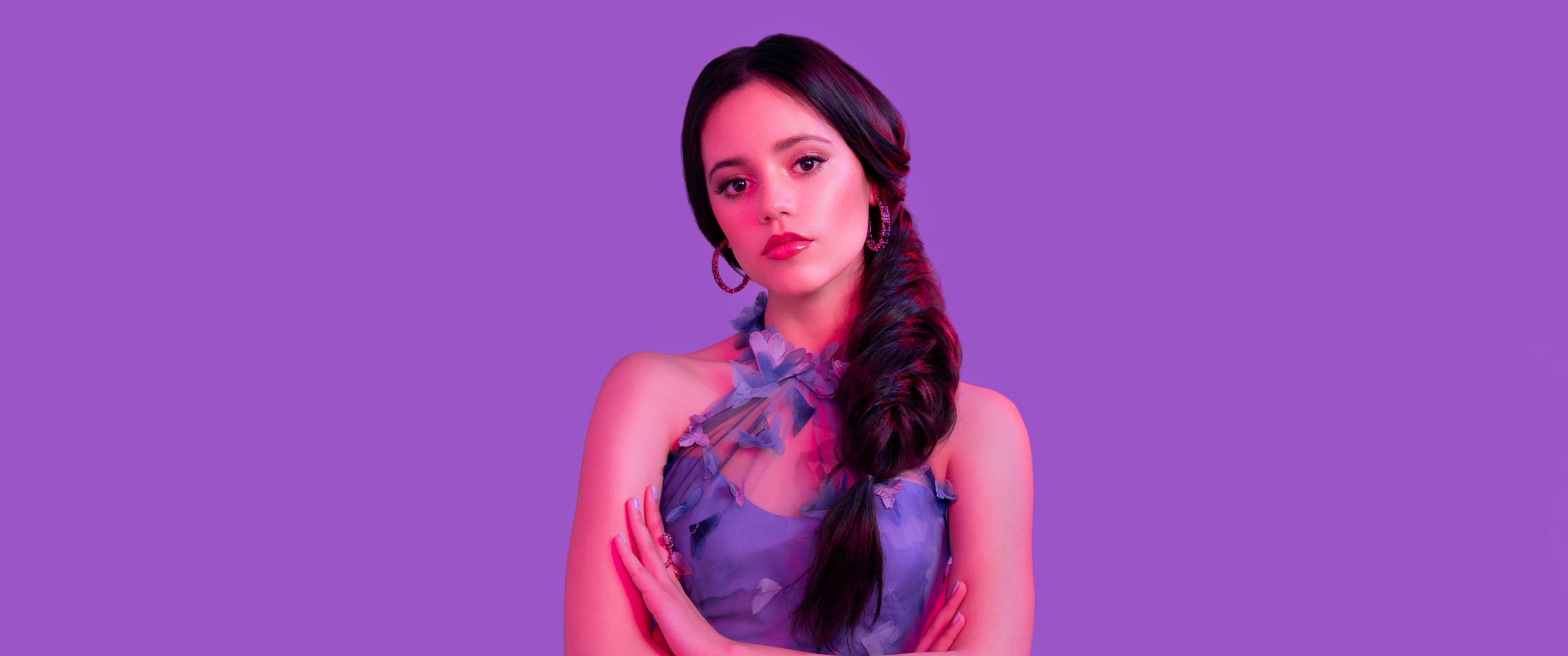 Jenna Ortega Wallpaper 4K, Purple