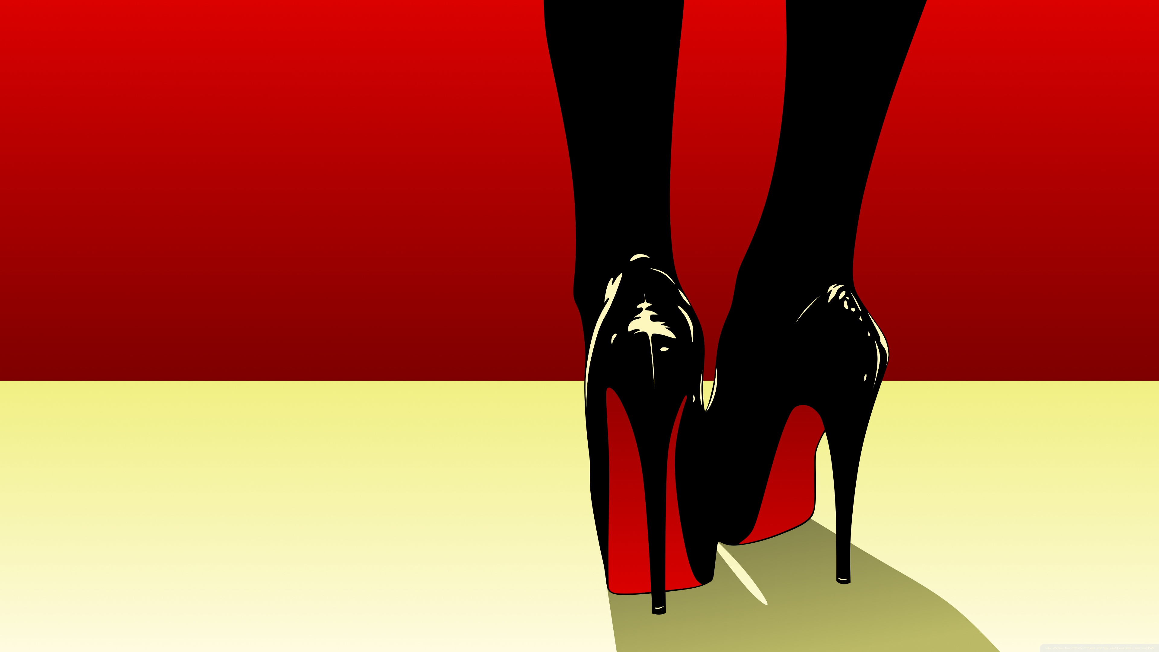 Pop Art High Heels Shoes Red Bottom 4K