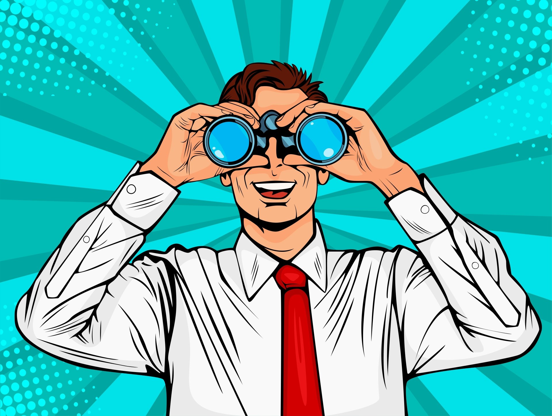 Pop Art Man with Binoculars HD Wallpaper